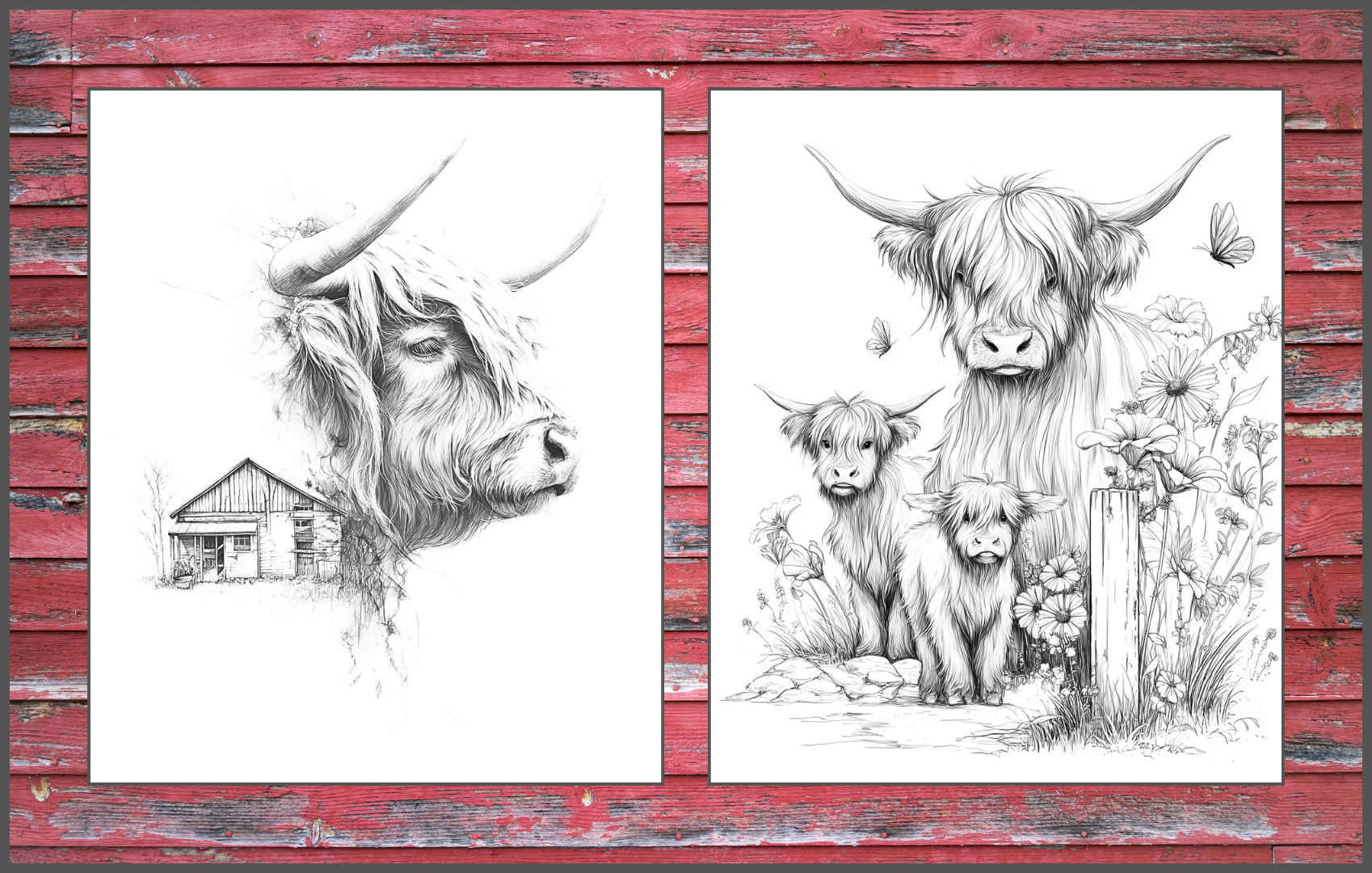 Highland Cows - 50 Adorable Cow Coloring Pages Paperback