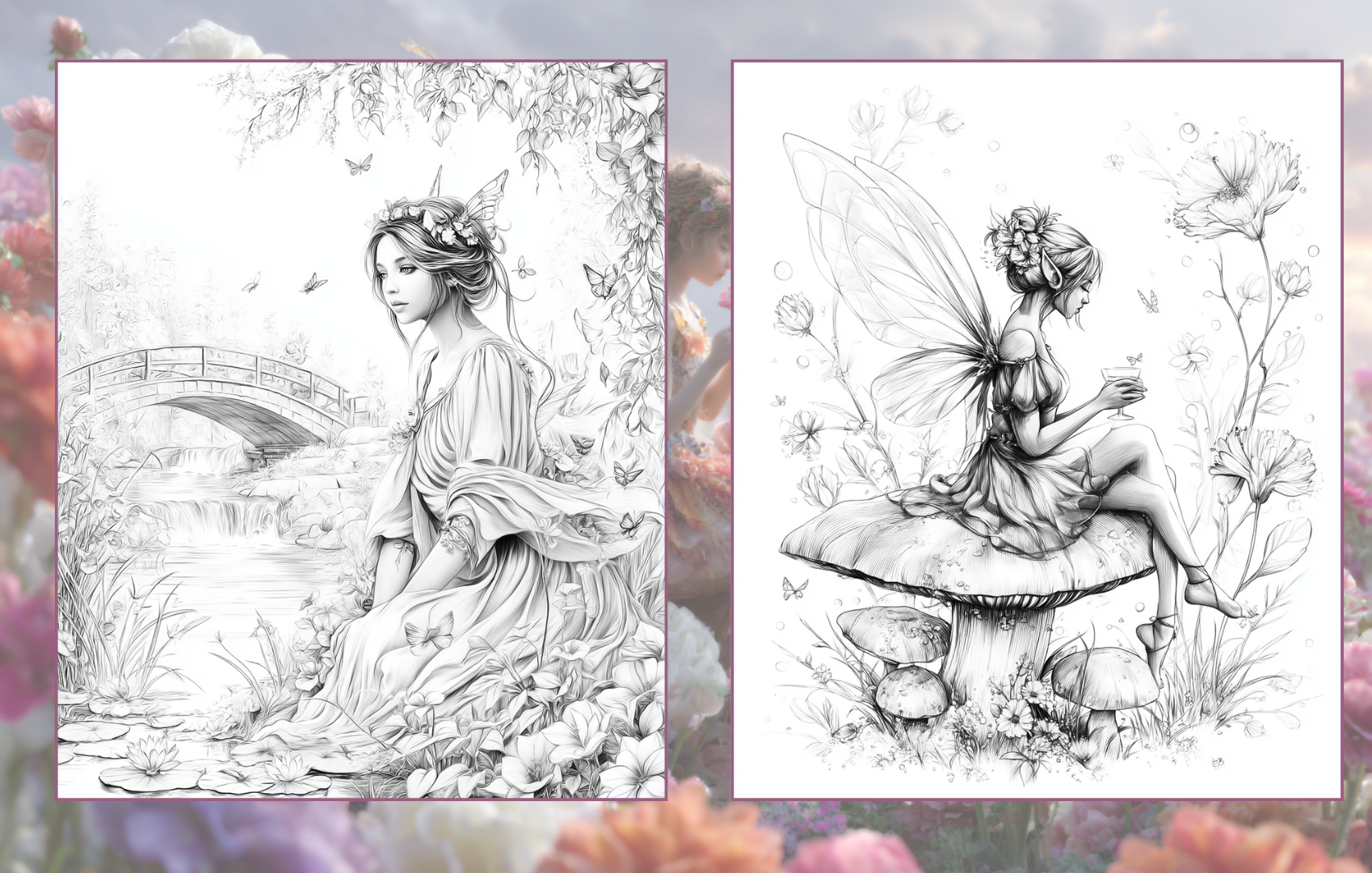 Enchanted Fairies - 25 Fairy Coloring Pages Paperback