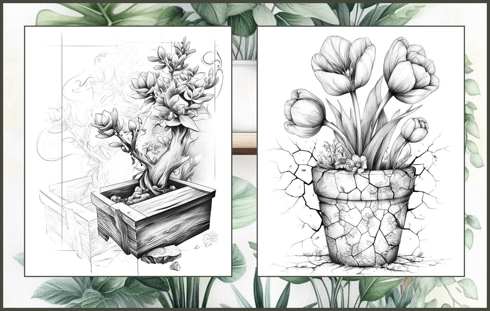 Potted Plant Haven – 100 Potted Plant Coloring Pages for Adults Paperback