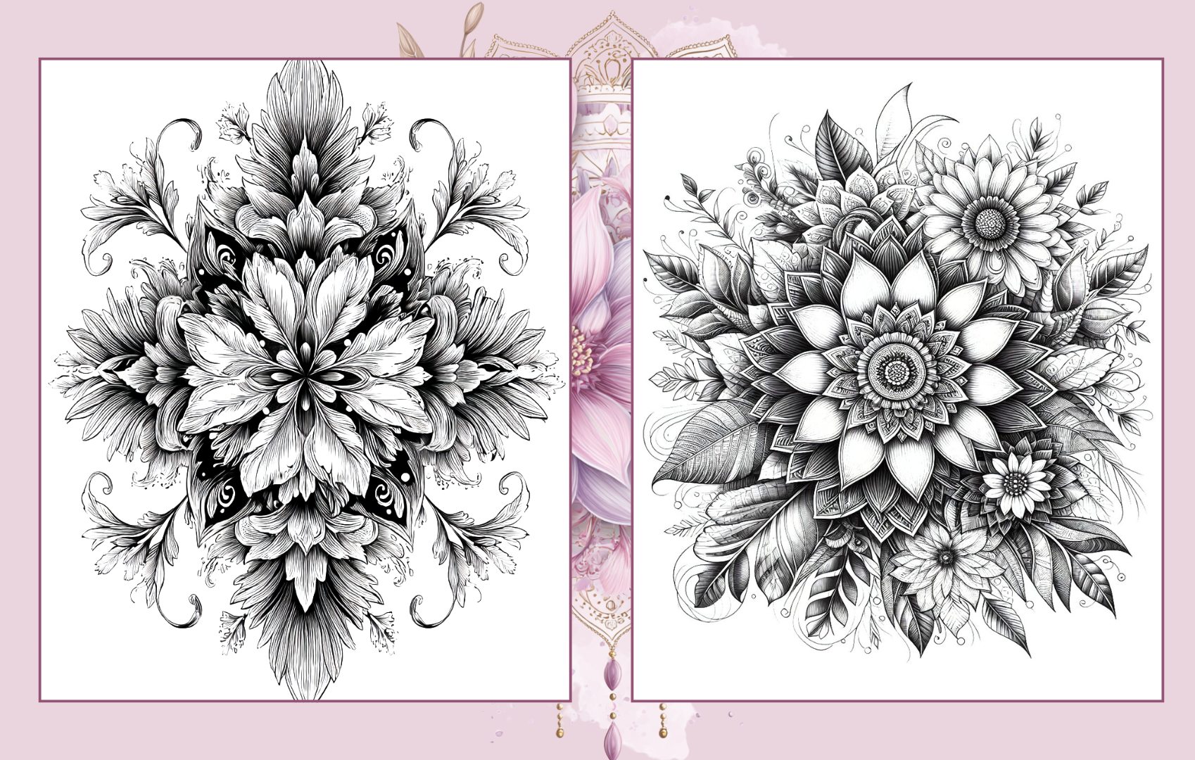 Floral Mandalas - 50 Flower Mandala Coloring Pages