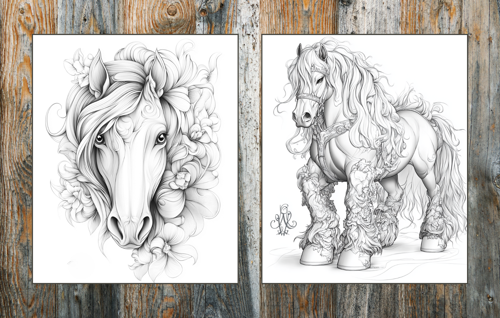 Horse Coloring Book for Adults – 50 Printable Horse Designs to Color