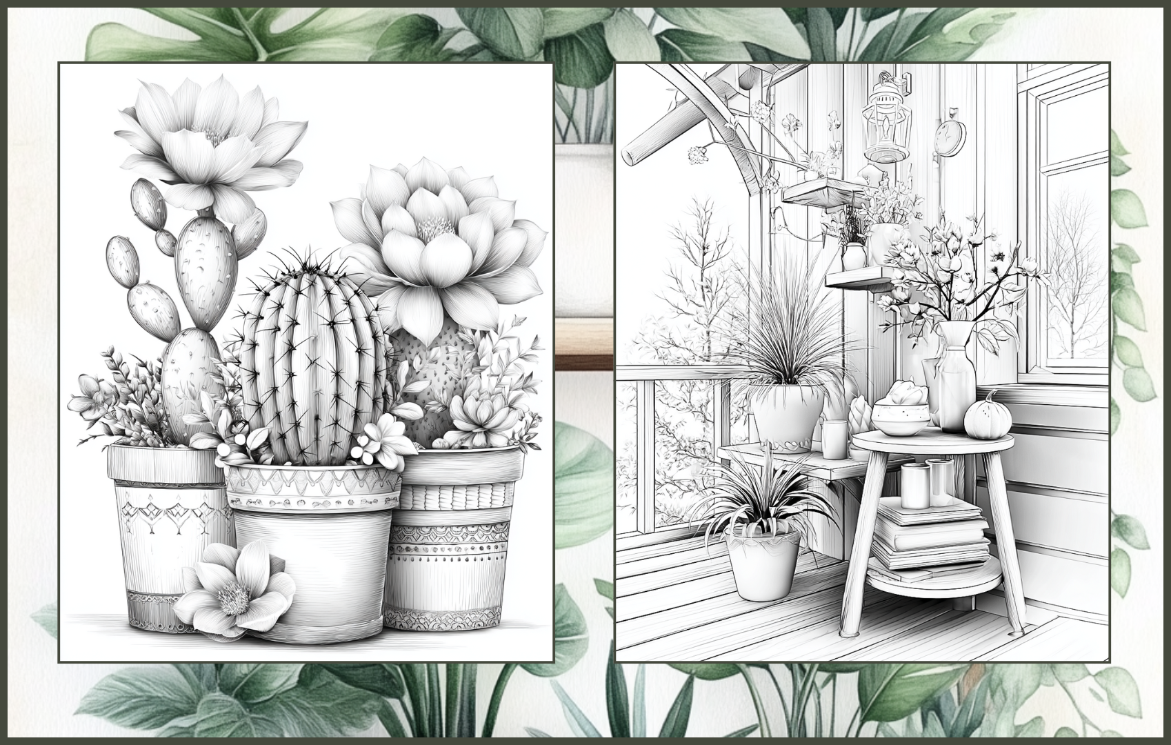 Potted Plant Haven – 100 Potted Plant Coloring Pages for Adults