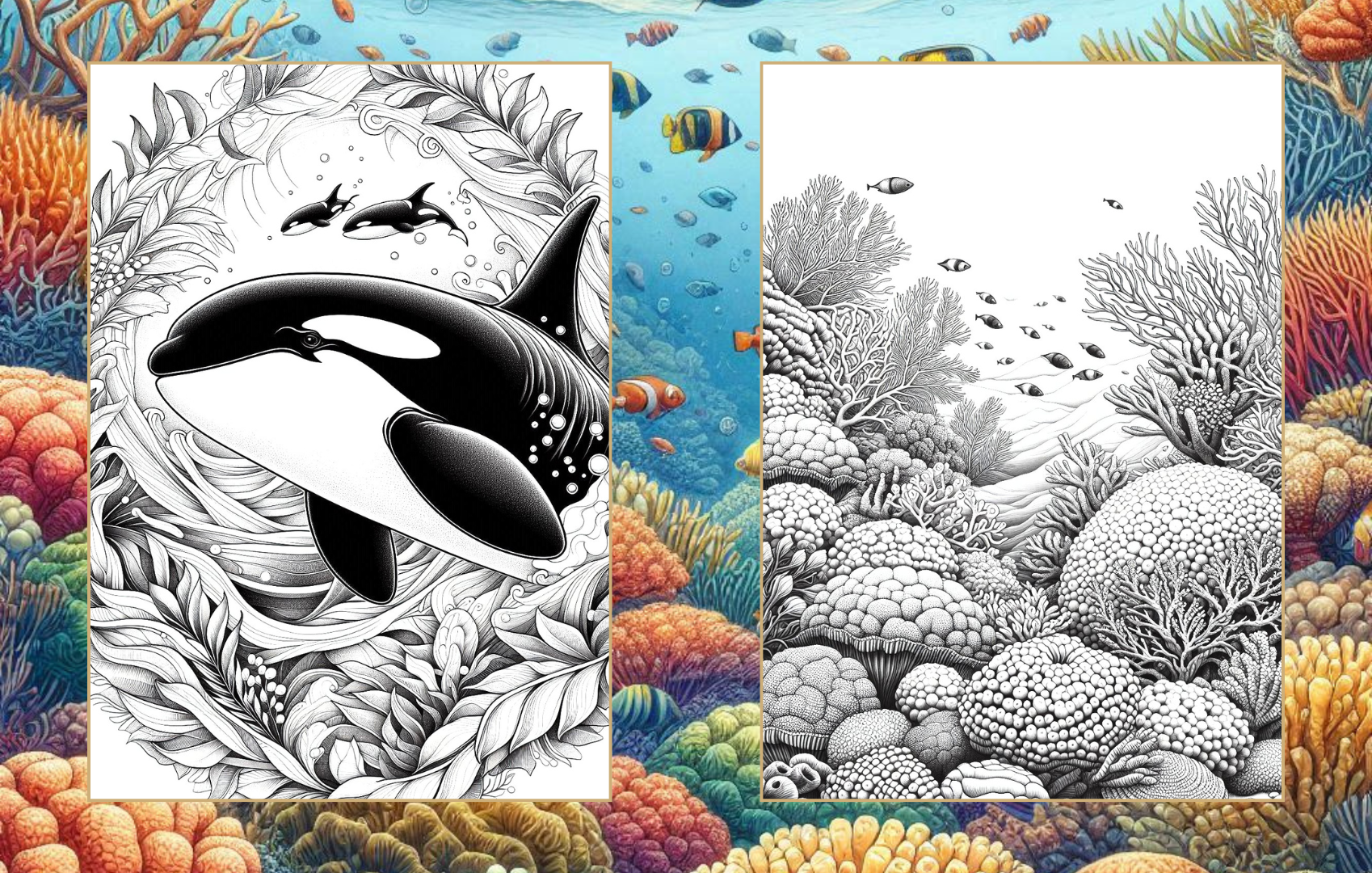 Sea Creatures - 25 Ocean Theme Coloring Pages Paperback