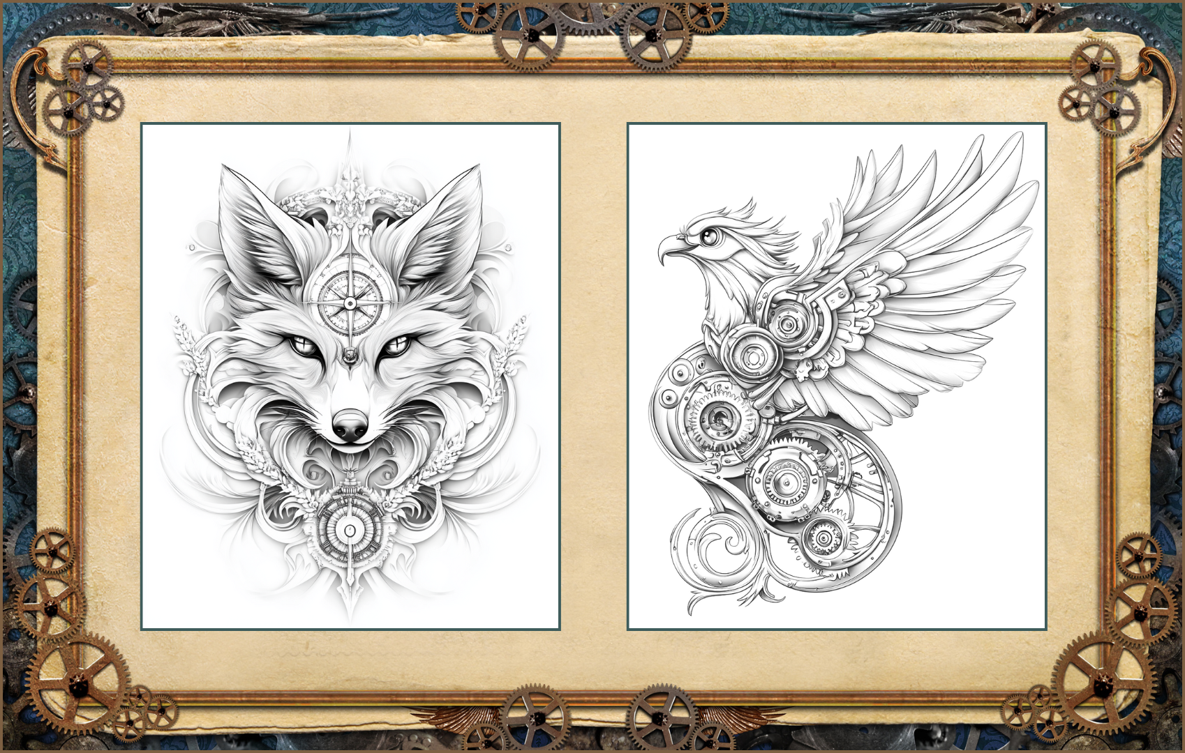 Mechanical Animals - 50 Steampunk Inspired Coloring Pages Paperback 