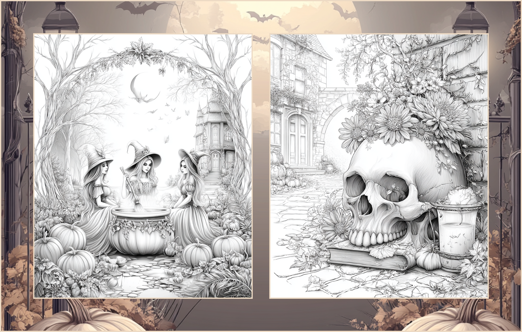 Haunted Whimsy – 25 Spooky & Fun Halloween Coloring Pages | PDF Halloween Coloring Book Download
