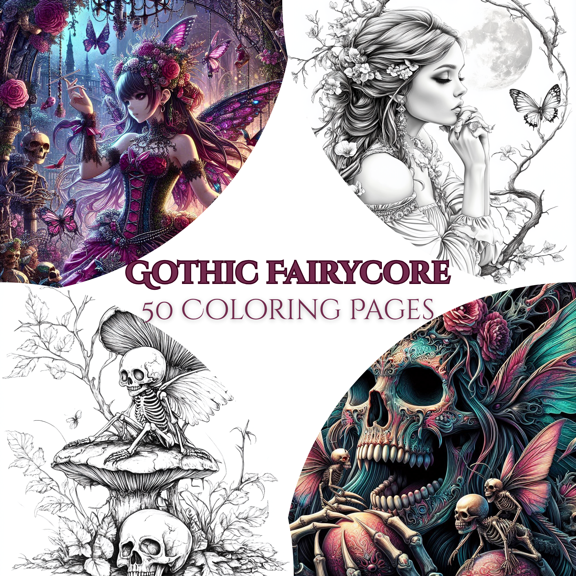 Gothic Fairycore – 50 Dark & Dreamy Coloring Pages - A Coloring Book of Enchanted Gothic Fairy Scenes for Adults