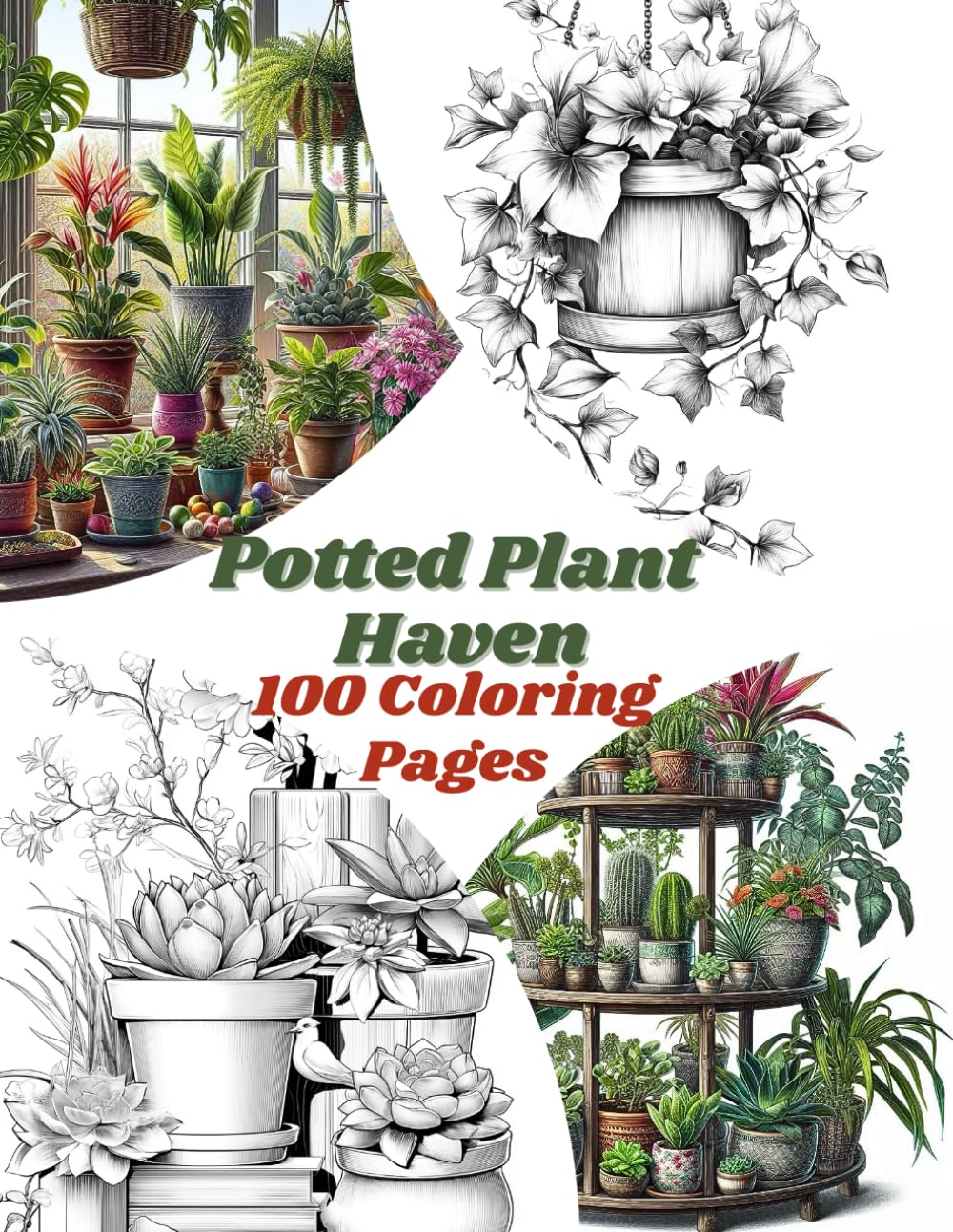 Potted Plant Haven – 100 Potted Plant Coloring Pages for Adults Paperback