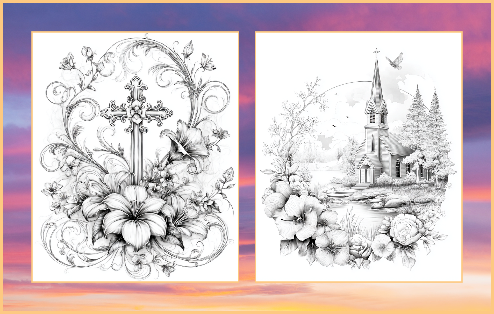 Faith & Grace – 25 Christian Coloring Pages (Printable PDF)