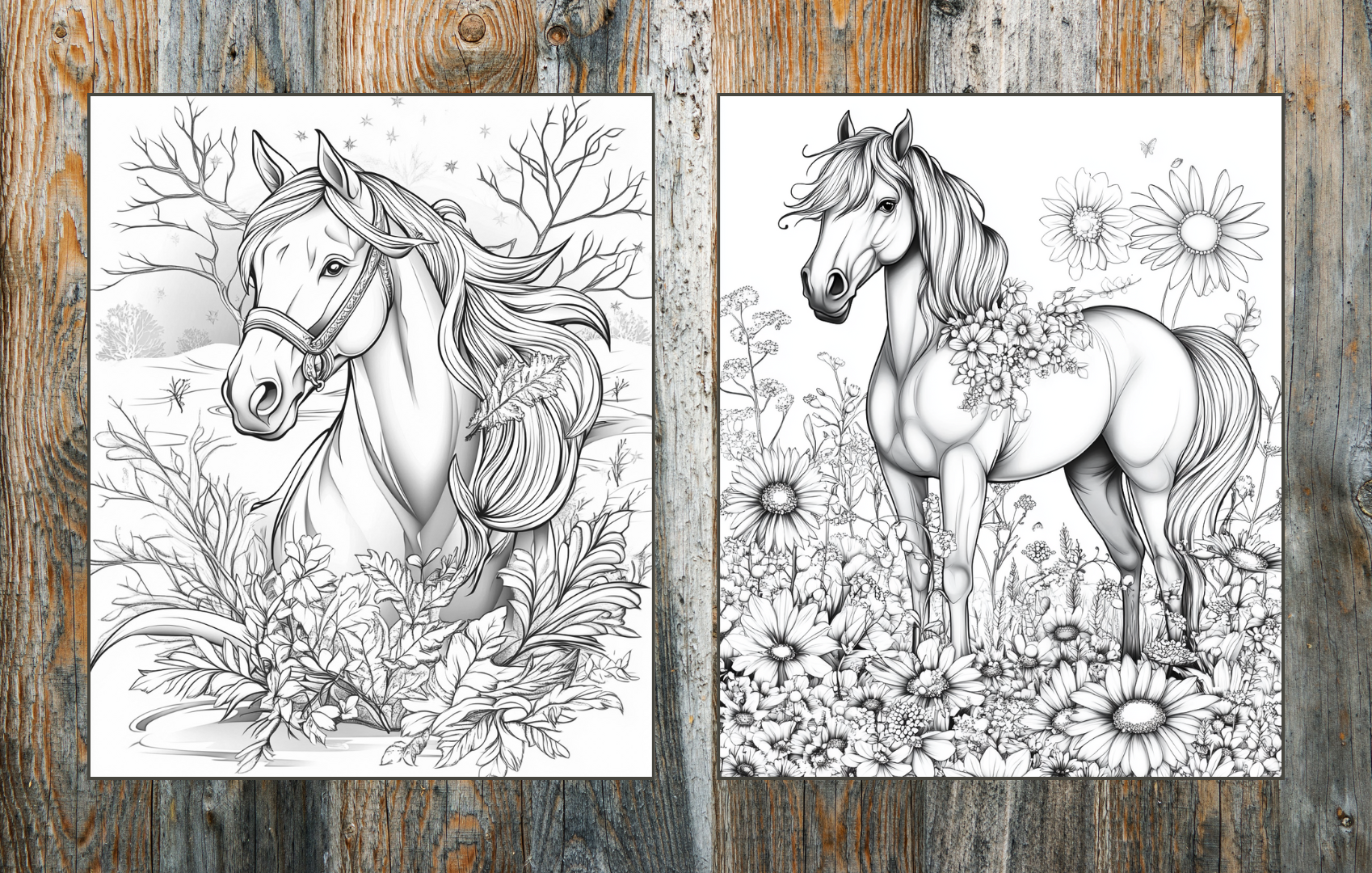 Horse Coloring Book for Adults – 50 Printable Horse Designs to Color