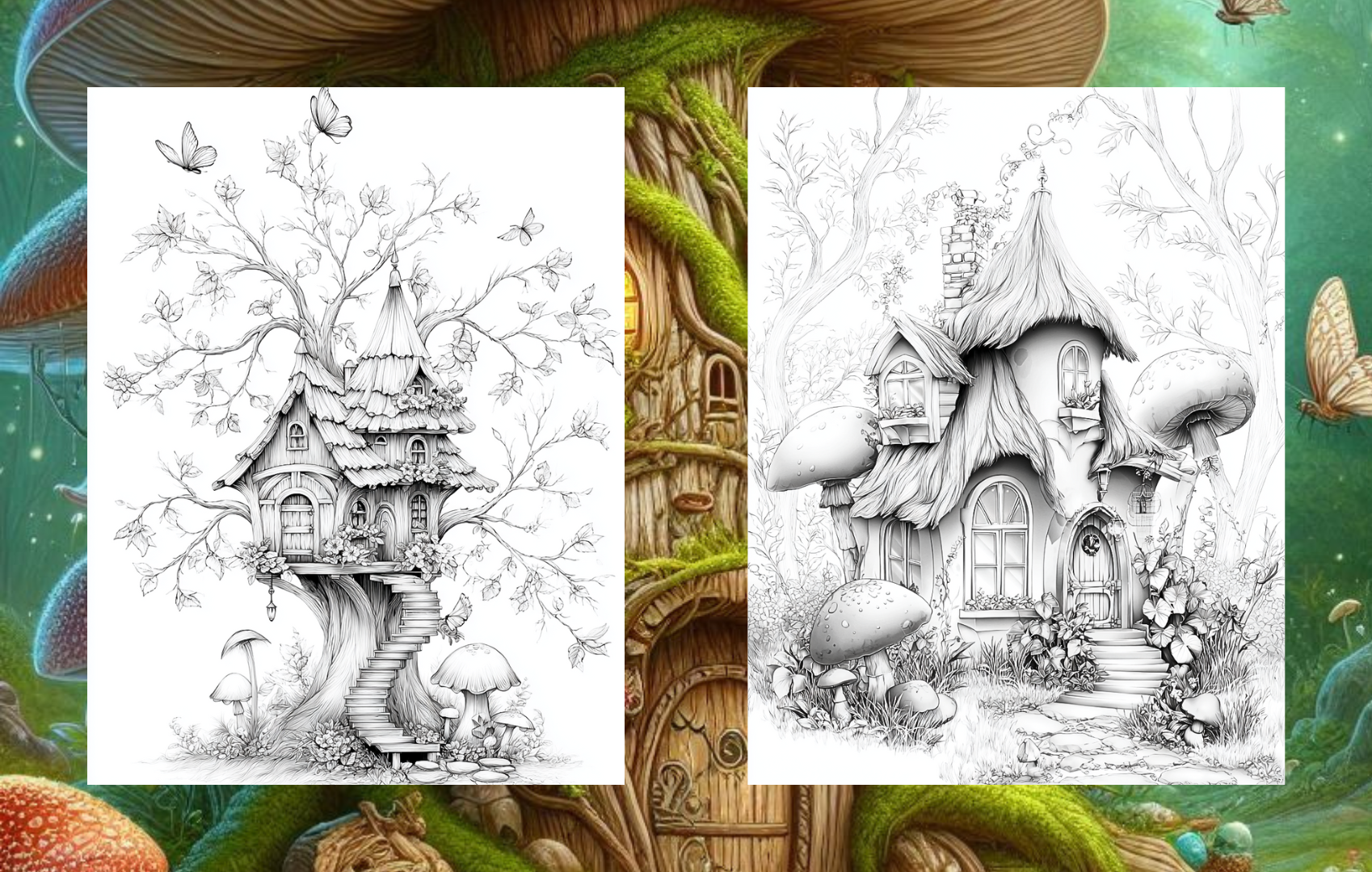Enchanted Dwellings – 25 Fairy Home Coloring Pages