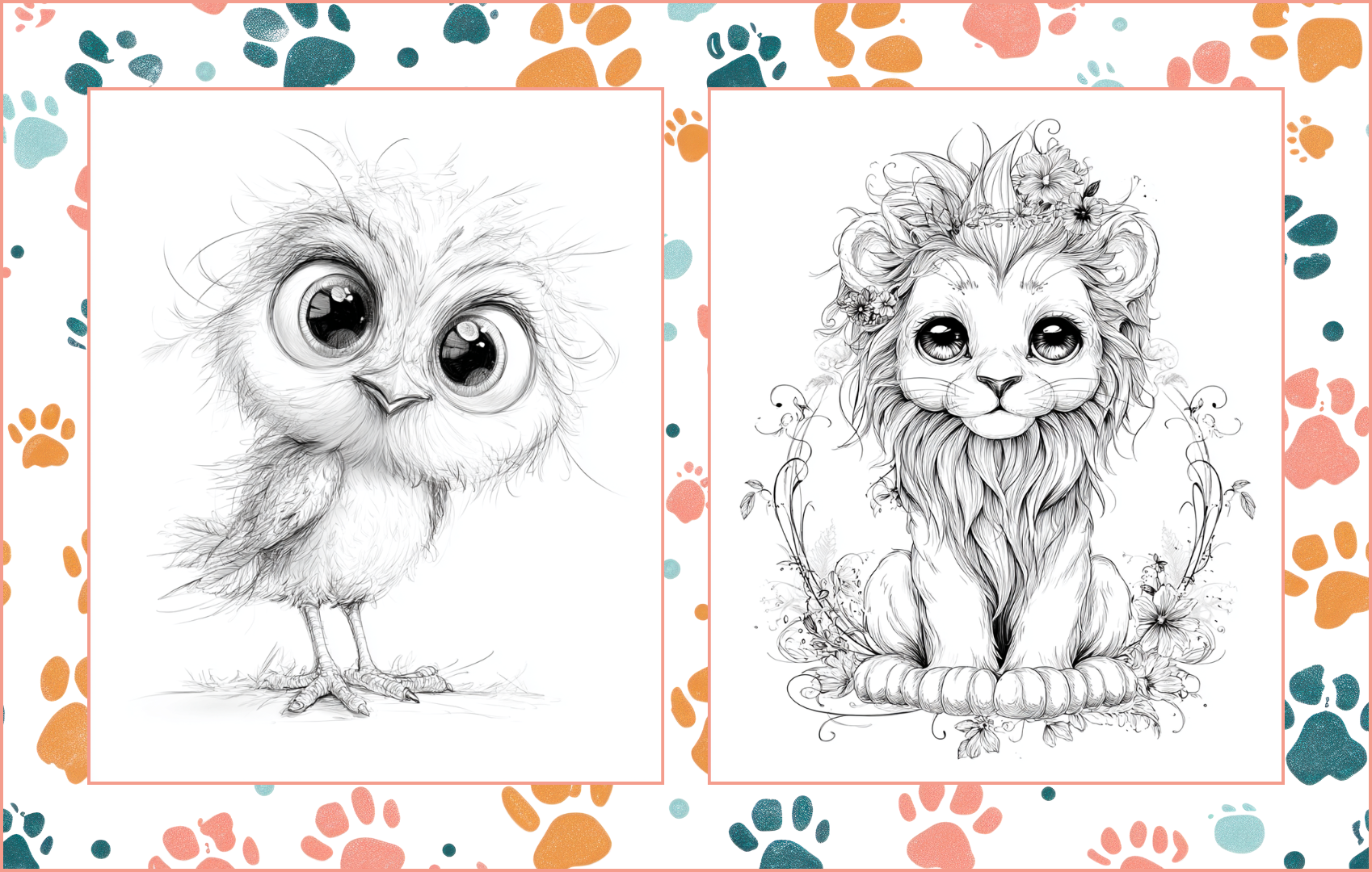 Big Eyed Babies – 50 Cute Animal Coloring Pages: A Fun and Whimsical Animal Coloring Book for All Ages Paperback 