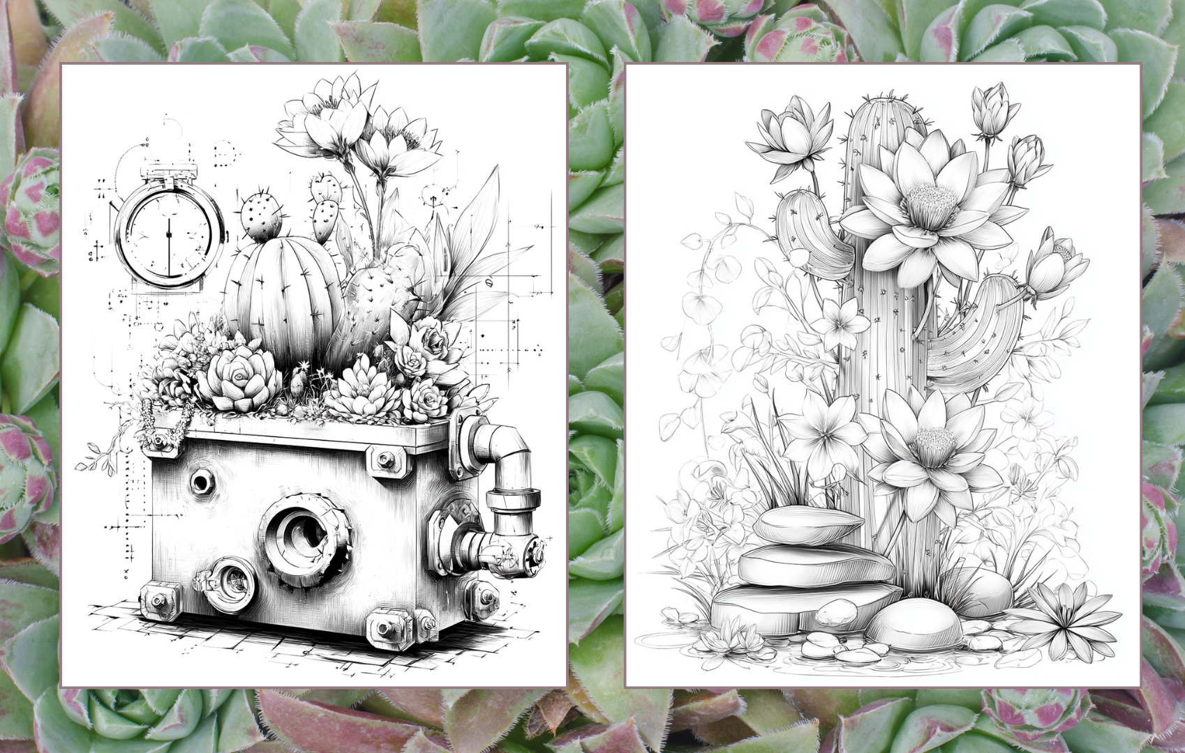 Succulent Serenity - 75 Cactus & Succulent Coloring Pages Paperback 
