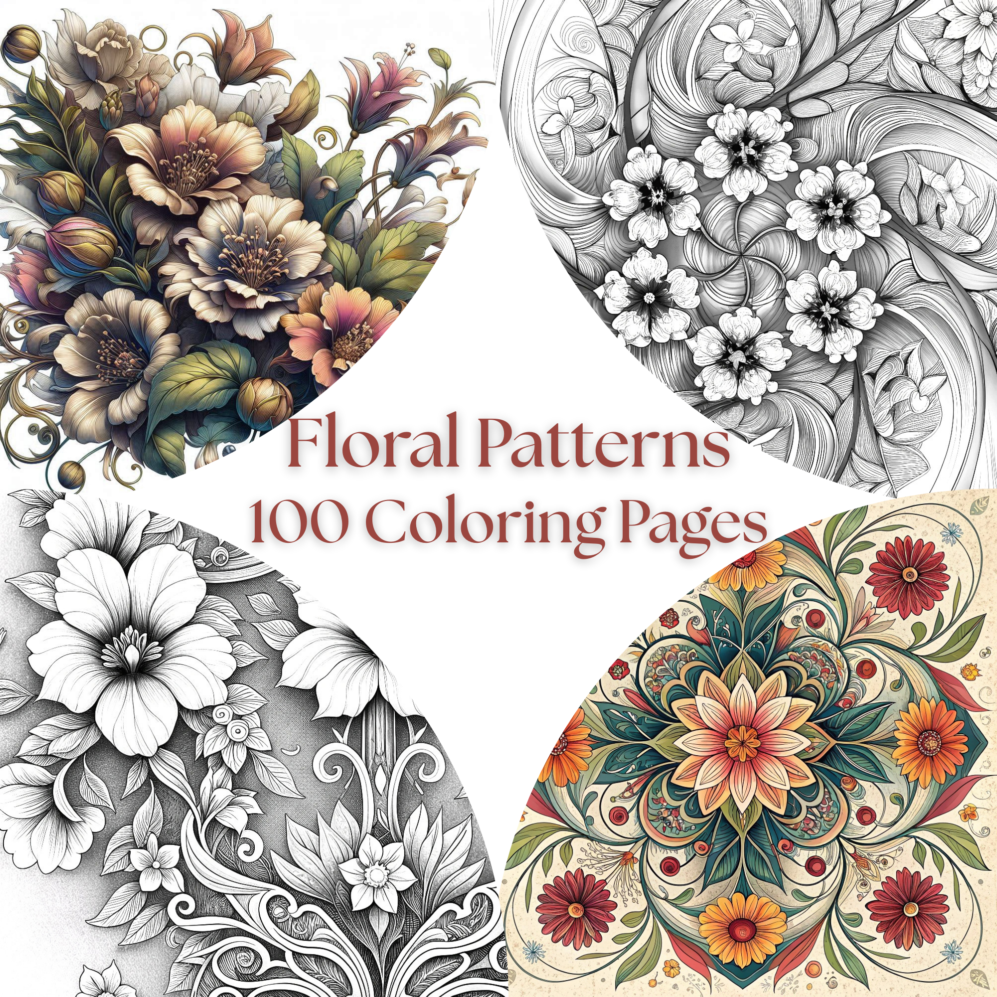 Floral Patterns - 100 Coloring Pages