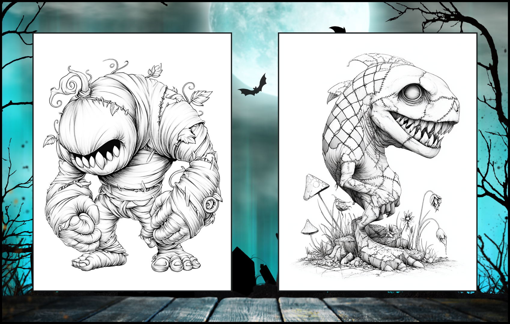 Patchwork Horrors: Monster Mayhem Edition - 50 creepy coloring pages
