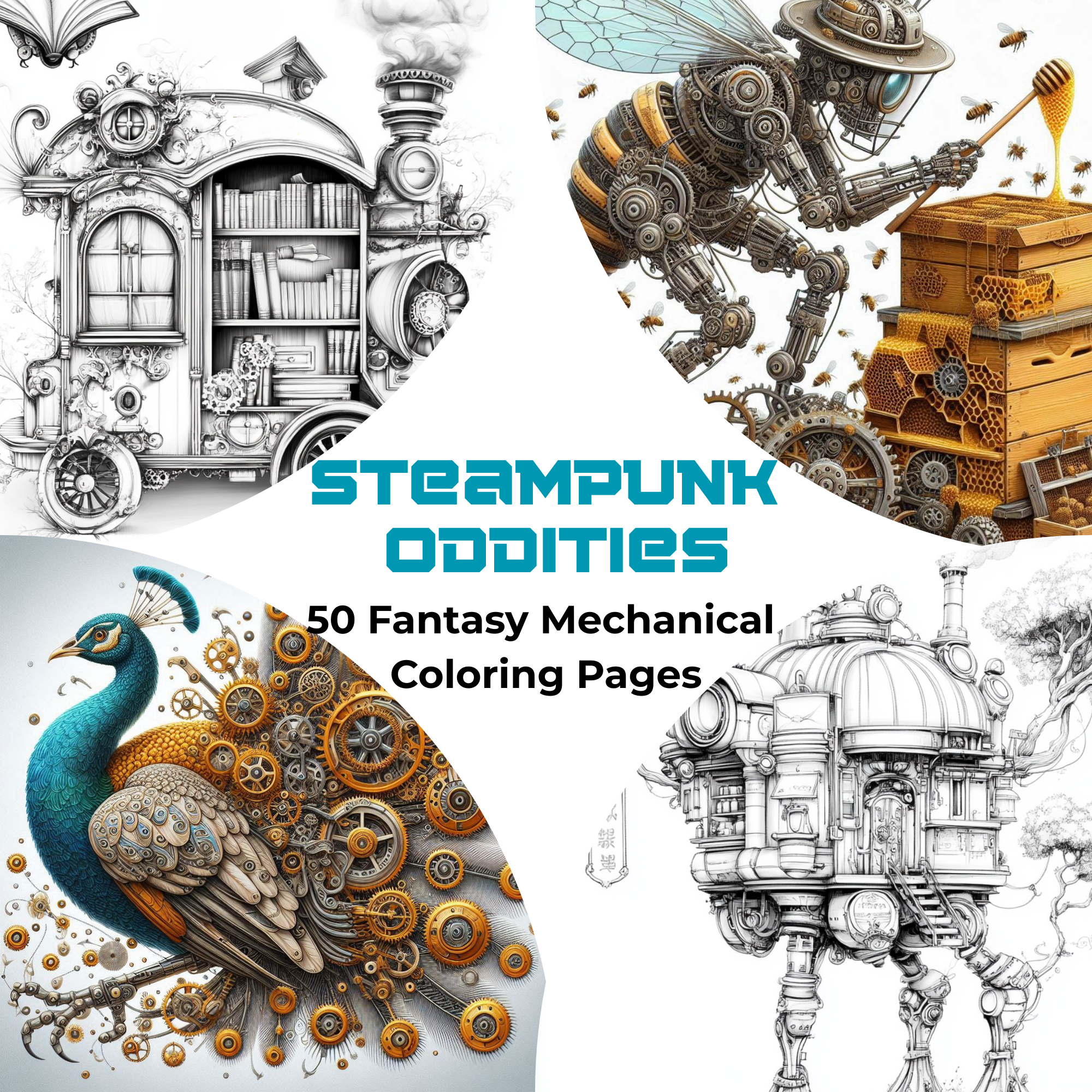 Steampunk Oddities - 50 Fantastical Contraptions for Creative Minds Coloring Pages