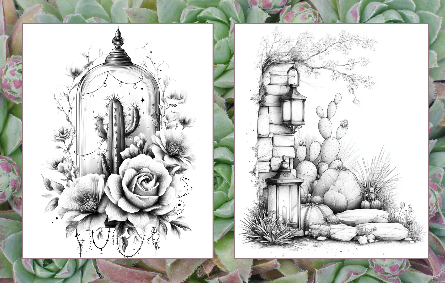 Succulent Serenity - 75 Cactus & Succulent Coloring Pages Paperback 