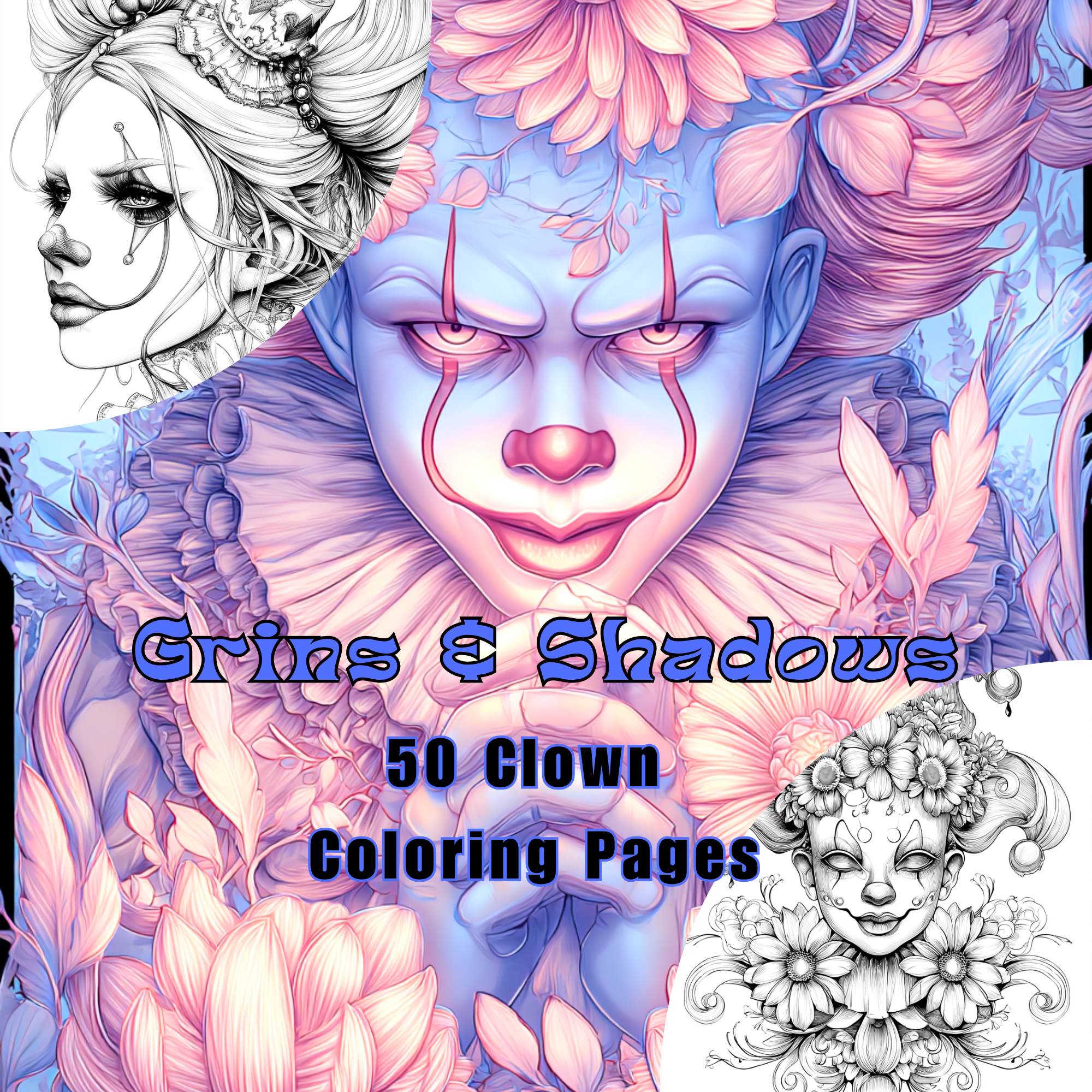Grins & Shadows – The Many Moods of Clowns - 50 Unique Pages