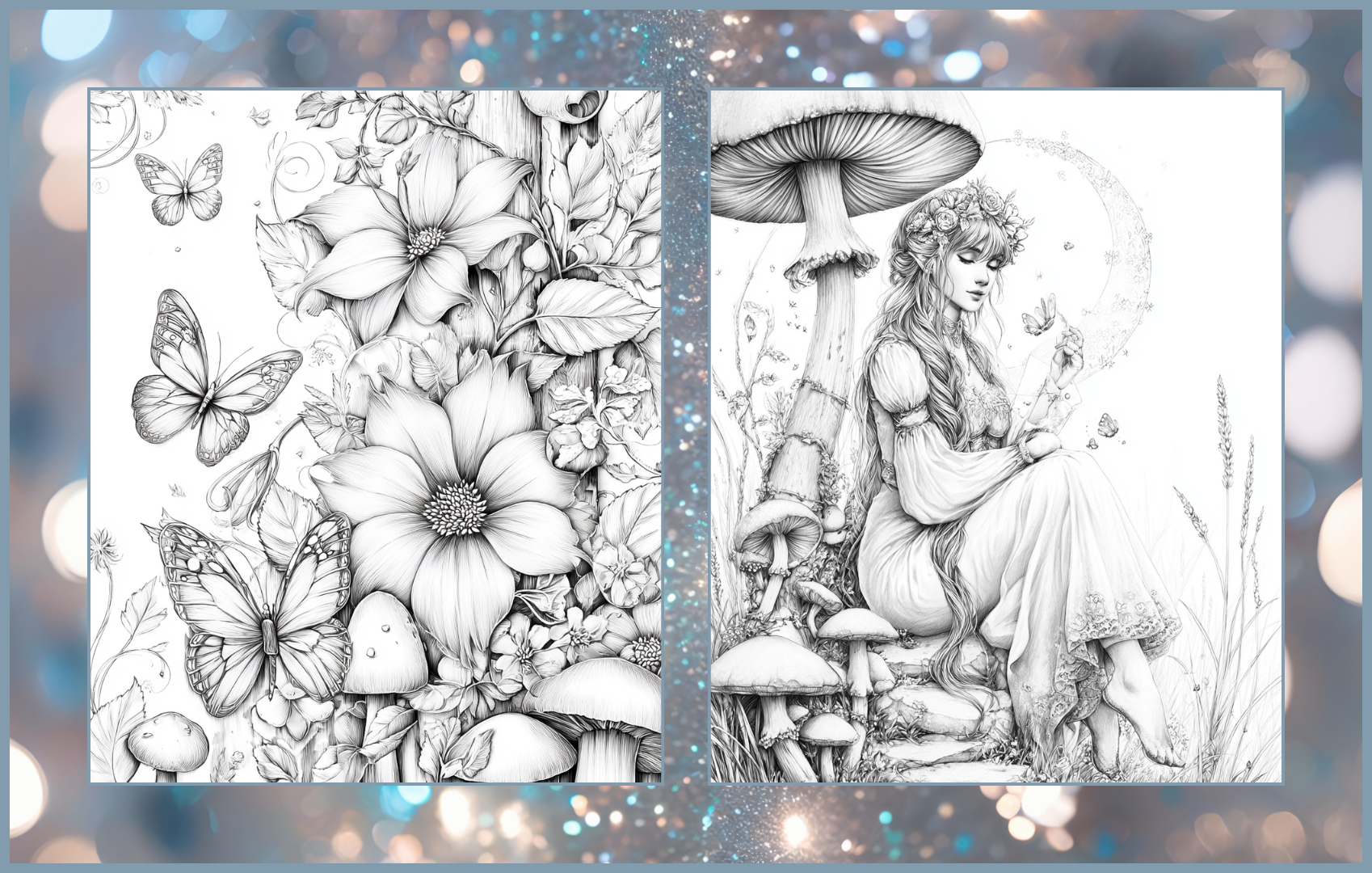 Fairy Woodlands – 75 Magical Forest Coloring Pages | Enchanted Fairyland Printable Adult Coloring Book | Instant Download PDF