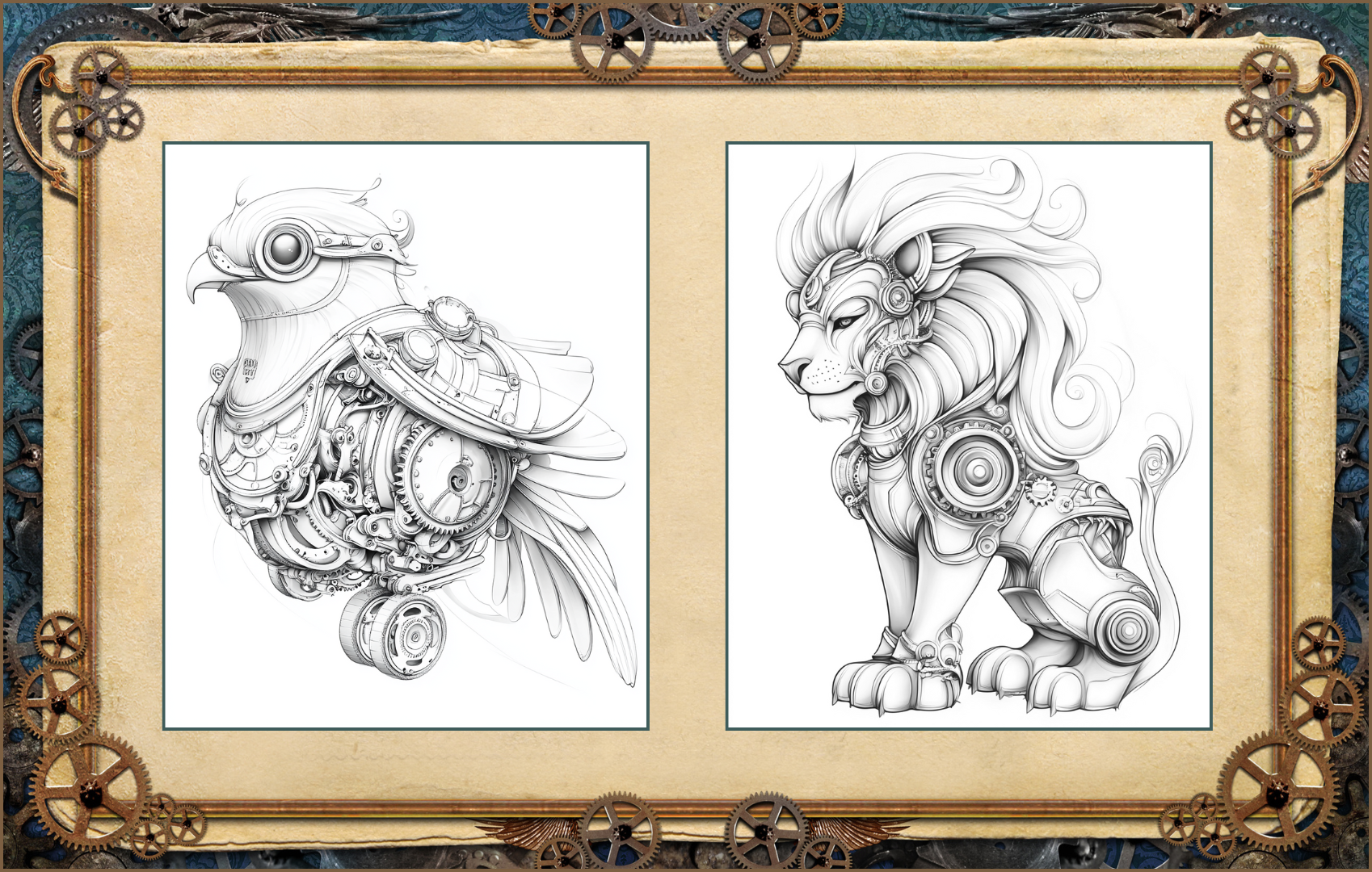 Mechanical Animals - 50 Steampunk Inspired Coloring Pages Paperback 