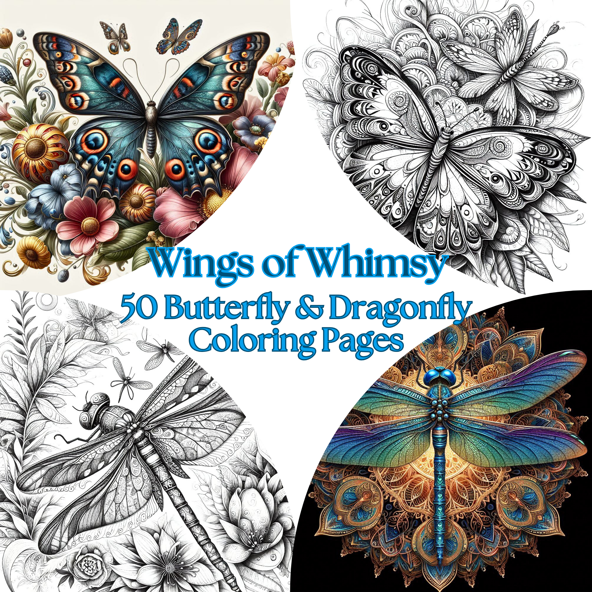 Wings of Whimsy – 50 Butterfly & Dragonfly Coloring Pages
