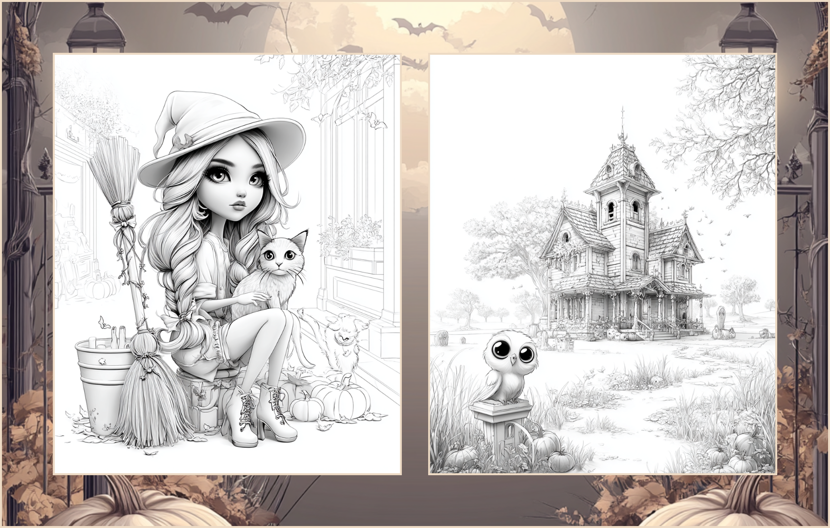 Haunted Whimsy – 25 Spooky & Fun Halloween Coloring Pages Paperback