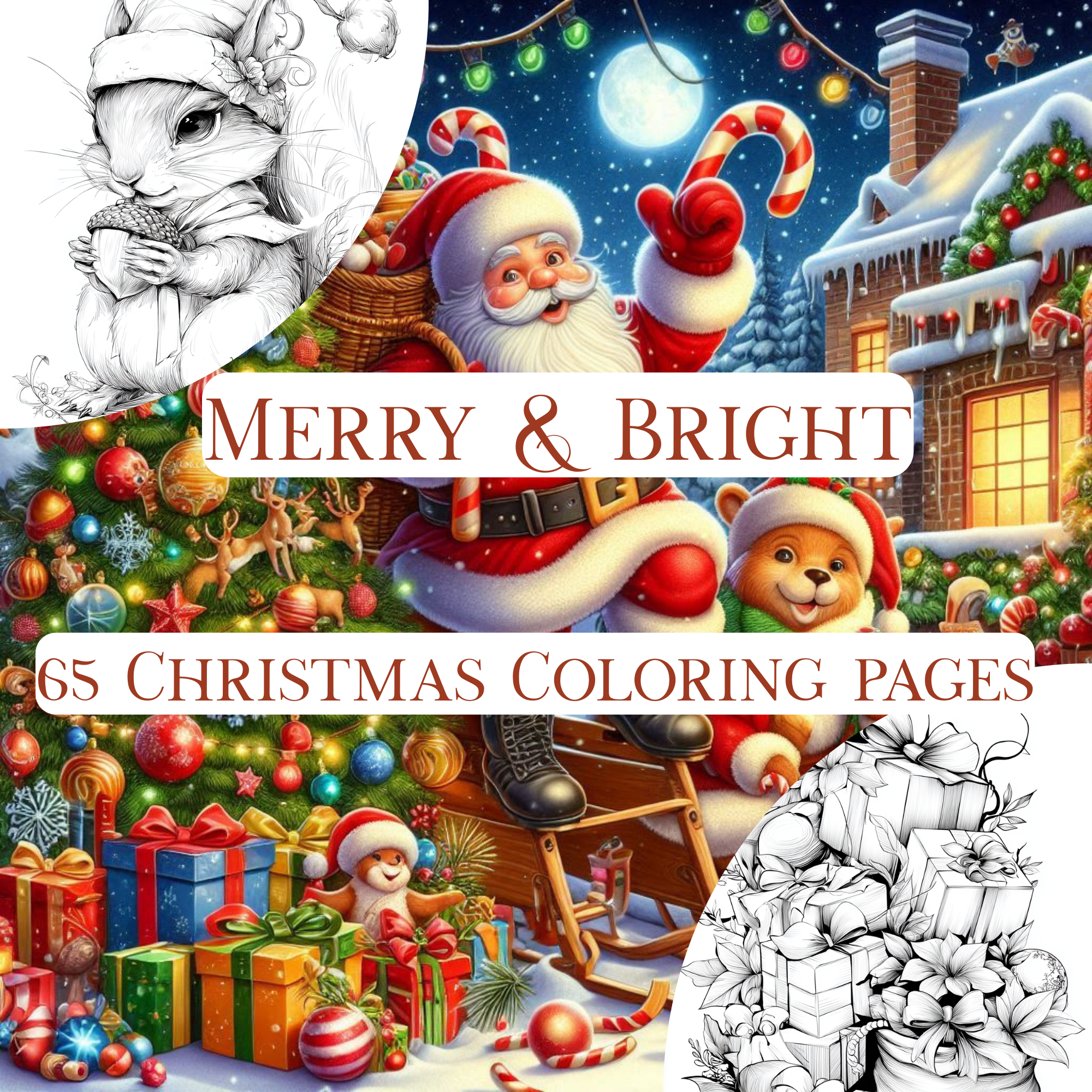 Merry & Bright – 65 Festive Christmas Coloring Pages