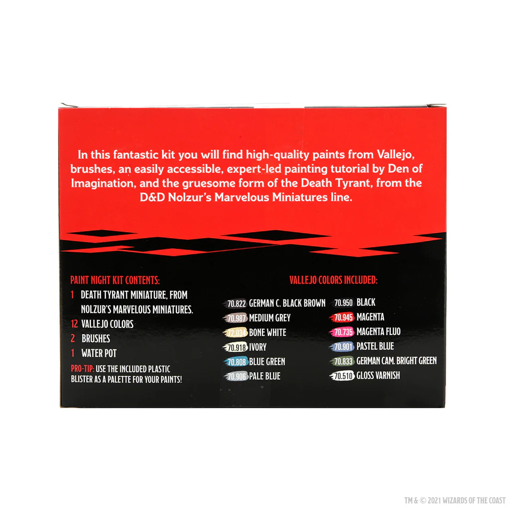(DING & DENT) Dungeons & Dragons Nolzur's Marvelous Miniatures: Kit de pintura nocturna n.º 5: Tirano de la muerte