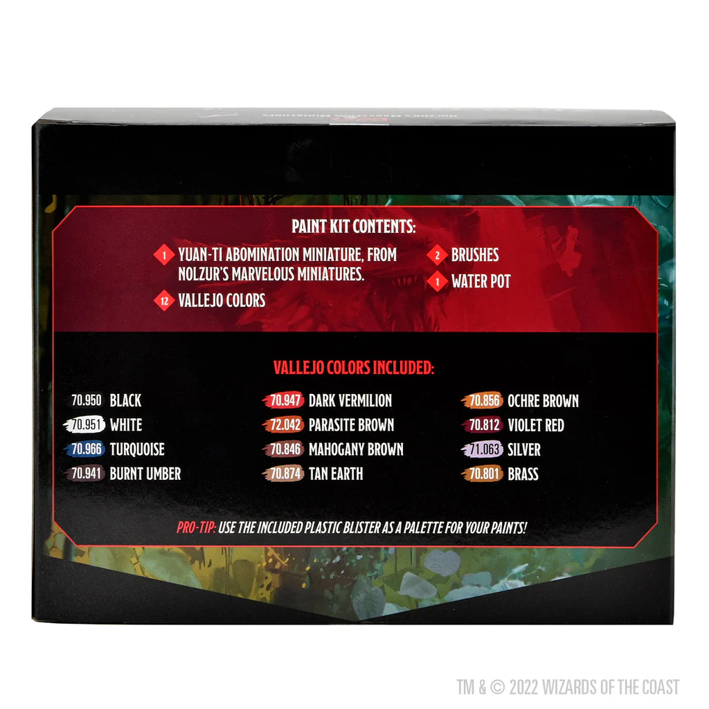 (DING & DENT) Dungeons & Dragons Nolzur's Marvelous Miniatures: Kit de pintura - Abominación Yuan-ti