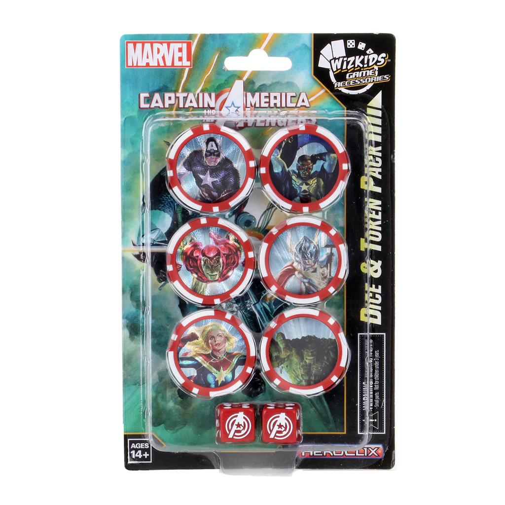 Marvel HeroClix: paquete de dados y fichas del Capitán América y los Vengadores