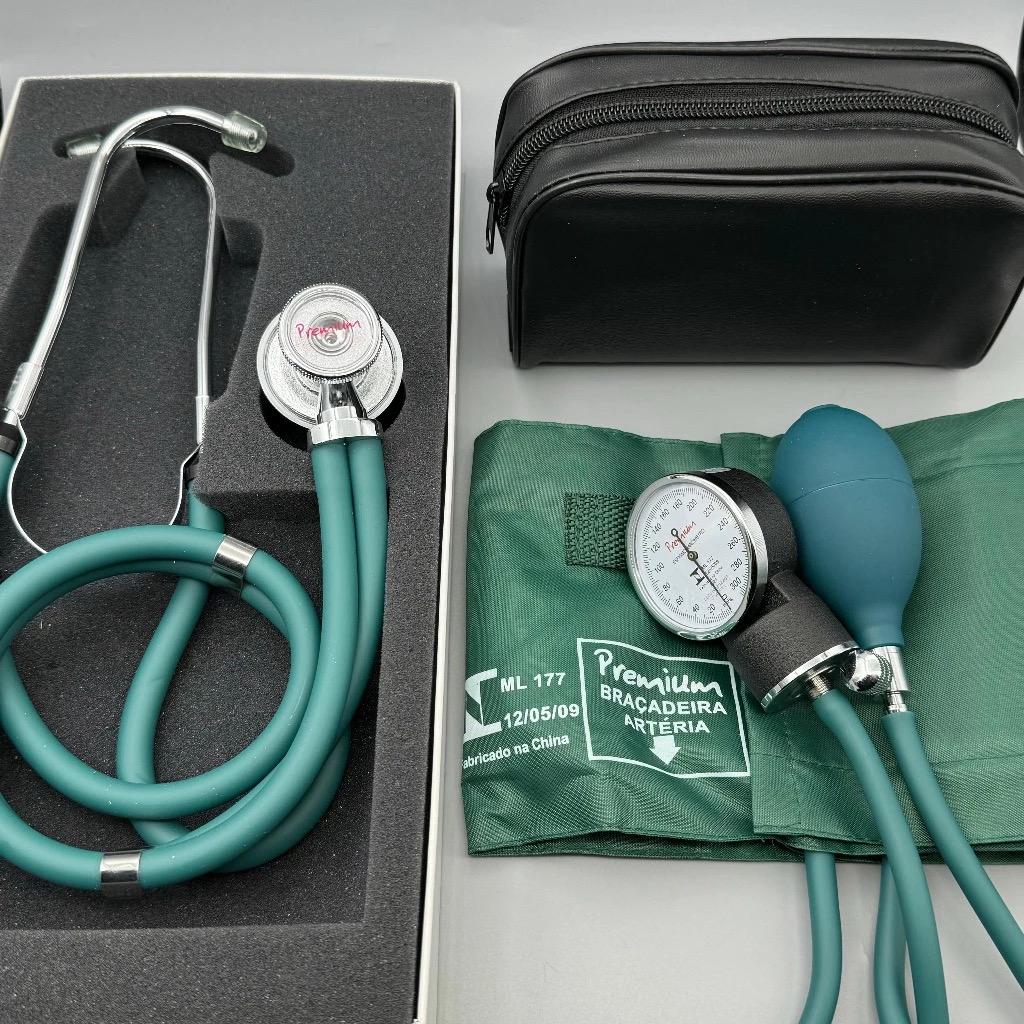 Estetoscópio Duplo Rappaport Premium + Esfigmomanômetro PREMIUM