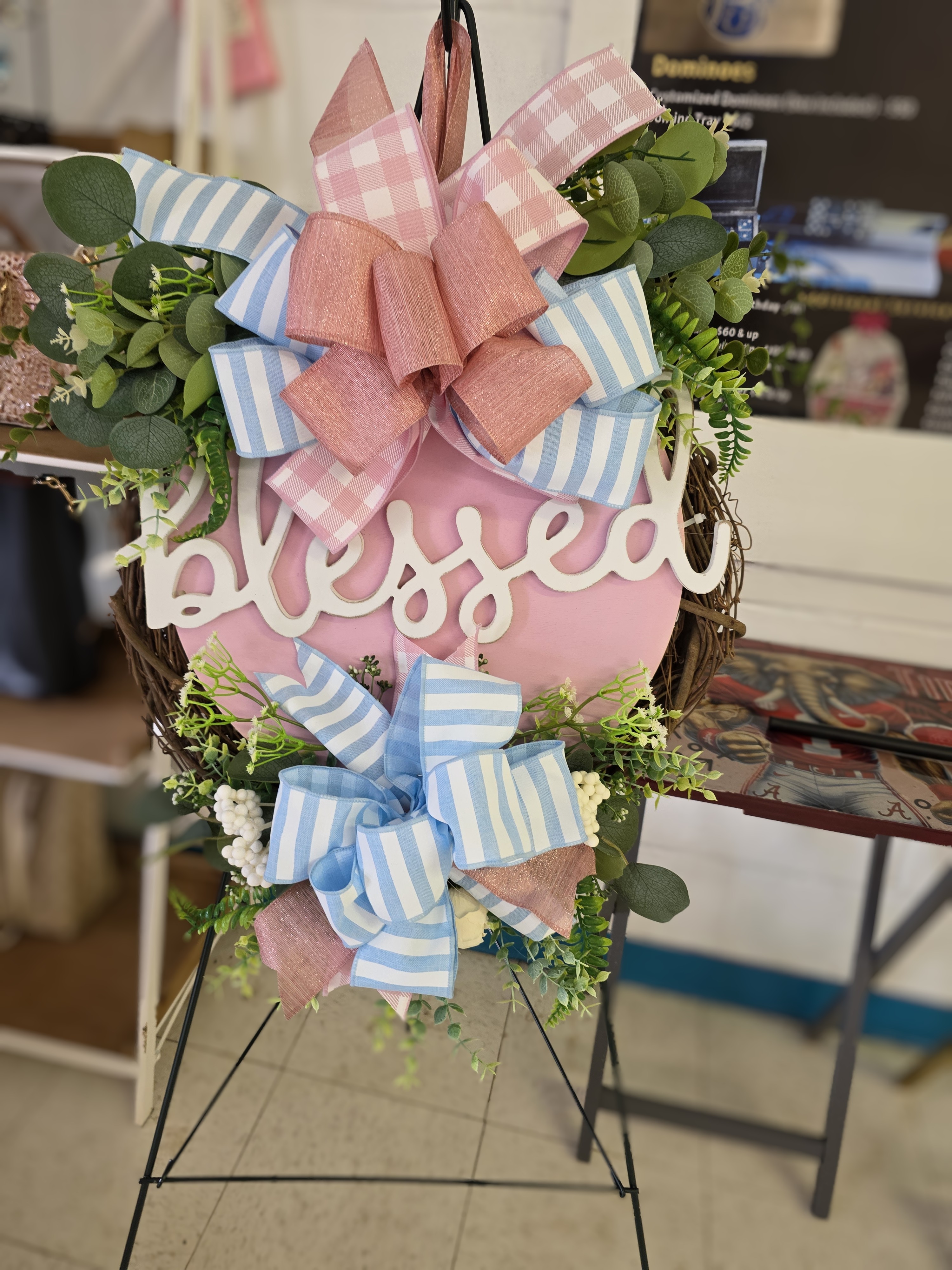 Spring Wreath with Blessed Sign