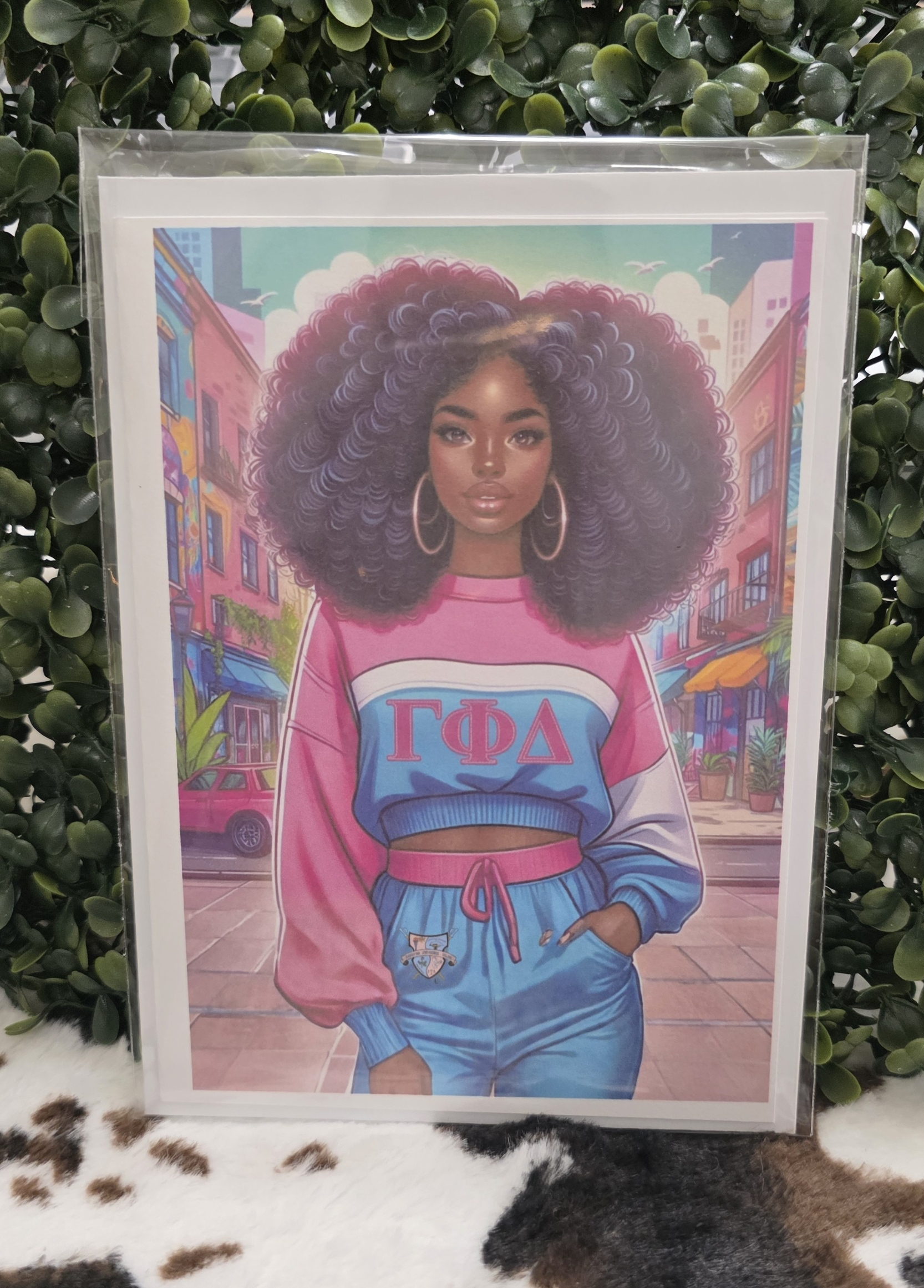 Illustration Art Print Greeting Cards with Afro Hairstyle