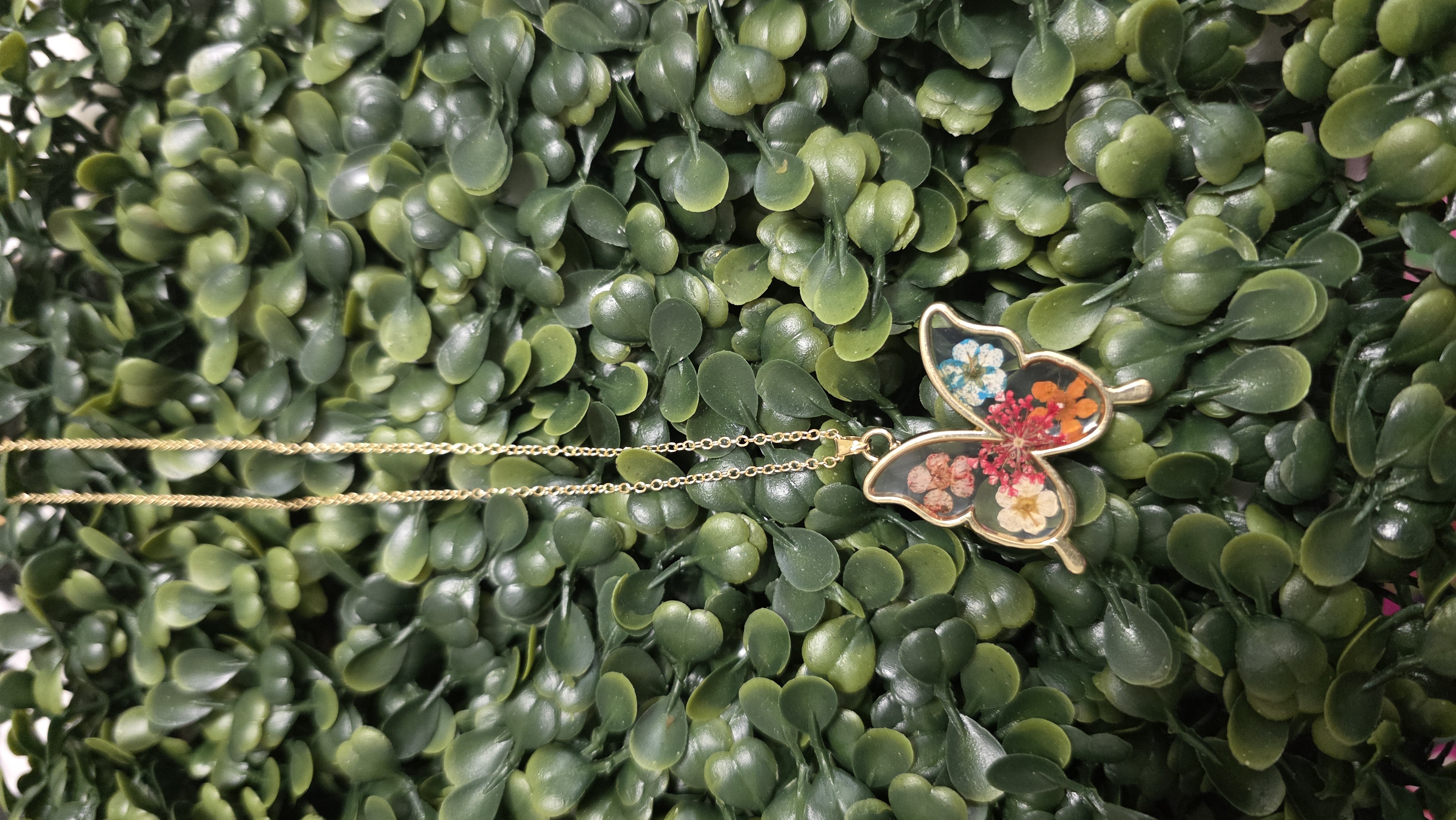 Floral Butterfly Pendant Necklace