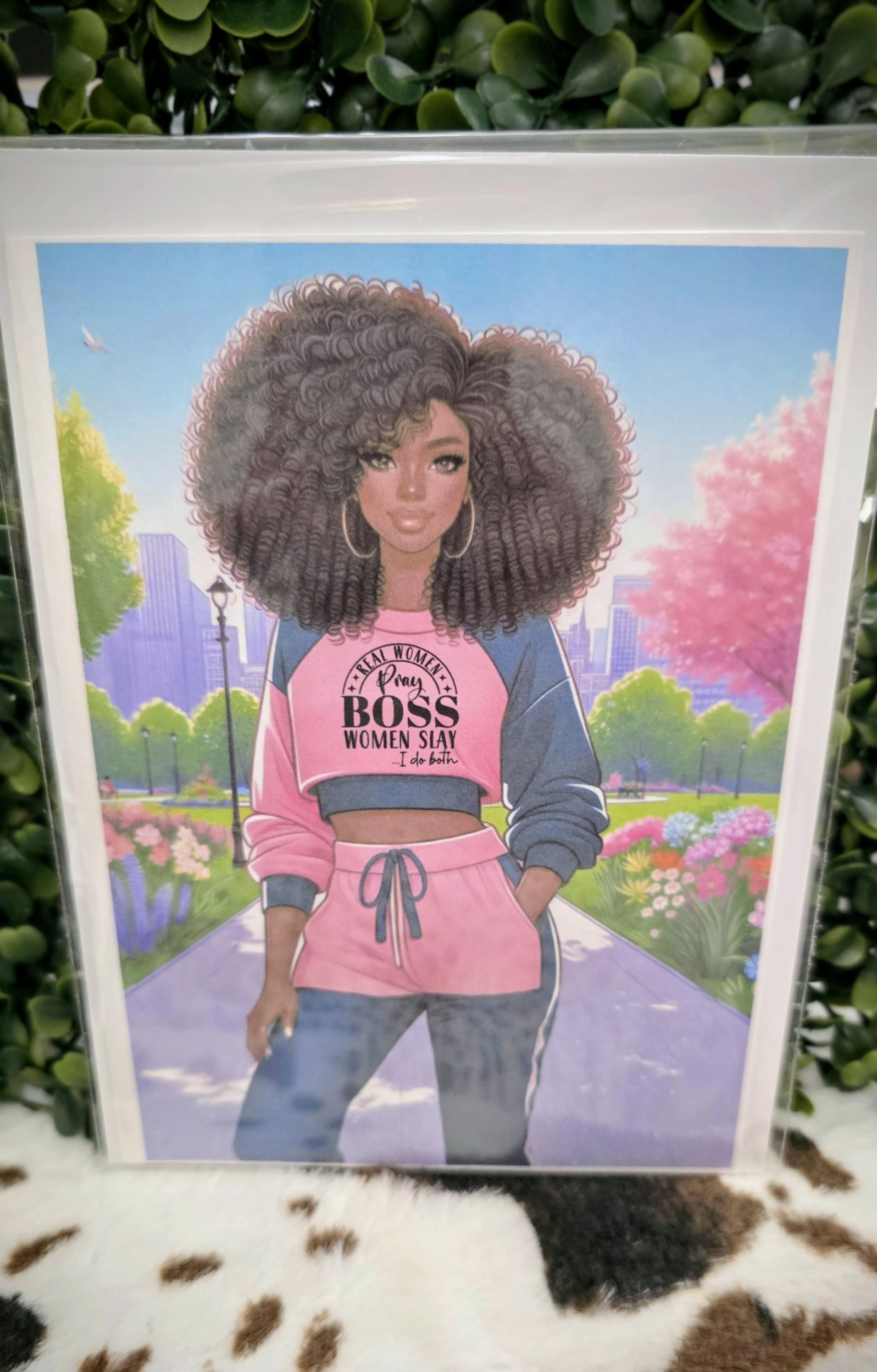 Illustration Art Print Greeting Cards with Afro Hairstyle