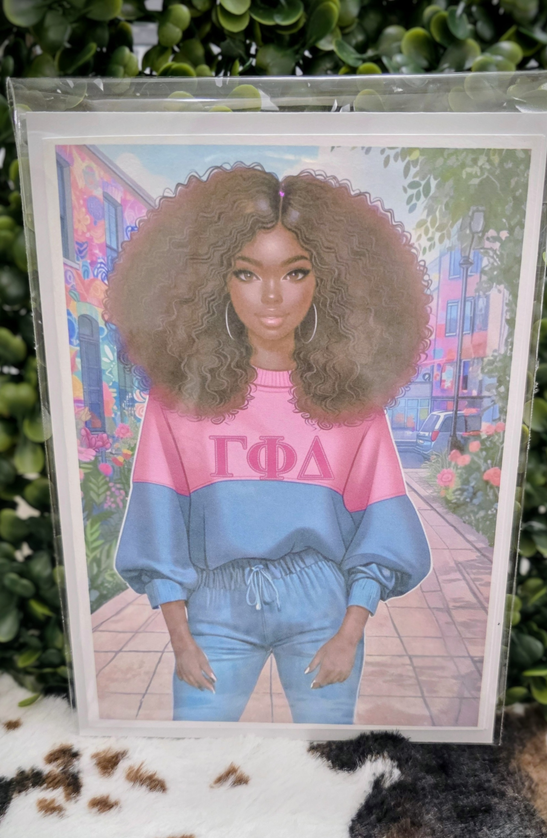 Illustration Art Print Greeting Cards with Afro Hairstyle