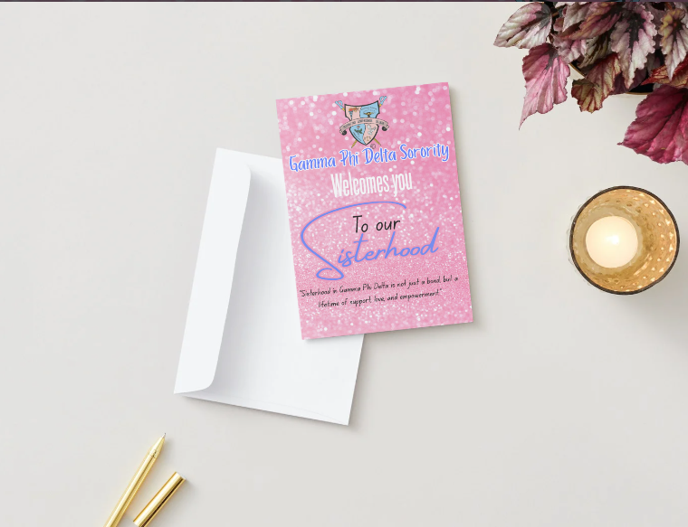 Gamma Pi Delta Sorority Welcome Card