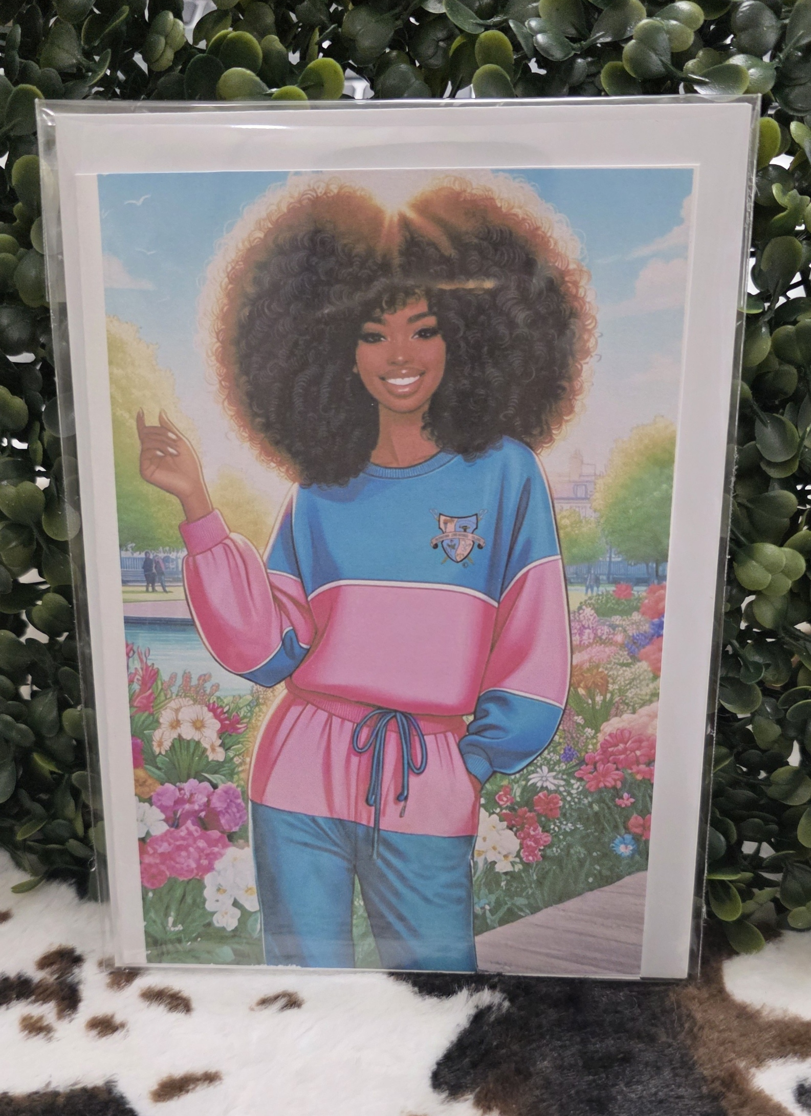 Illustration Art Print Greeting Cards with Afro Hairstyle