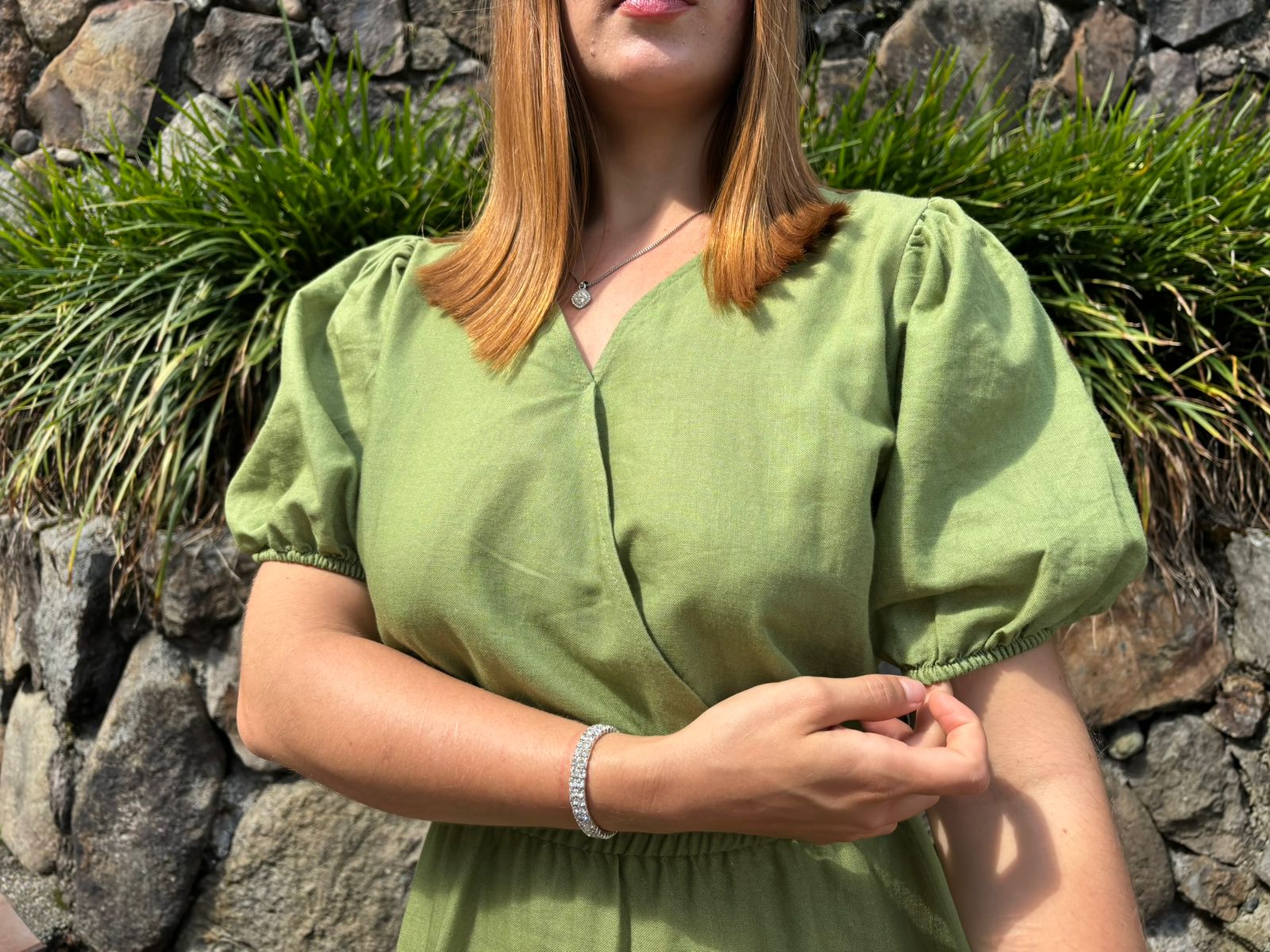 Vestido Largo Verde Floral