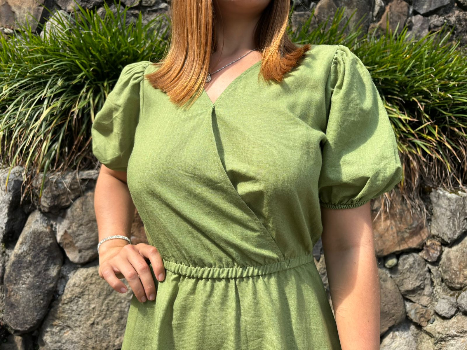 Vestido Largo Verde Floral