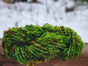 Hand-Spun Green Art Yarn