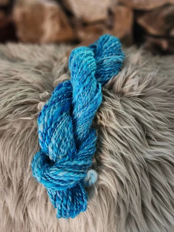 Hand-Spun and dyed Blue Yarn