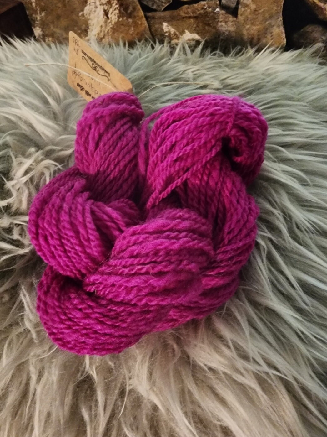 Pink handspun and dyed Yarn Skein