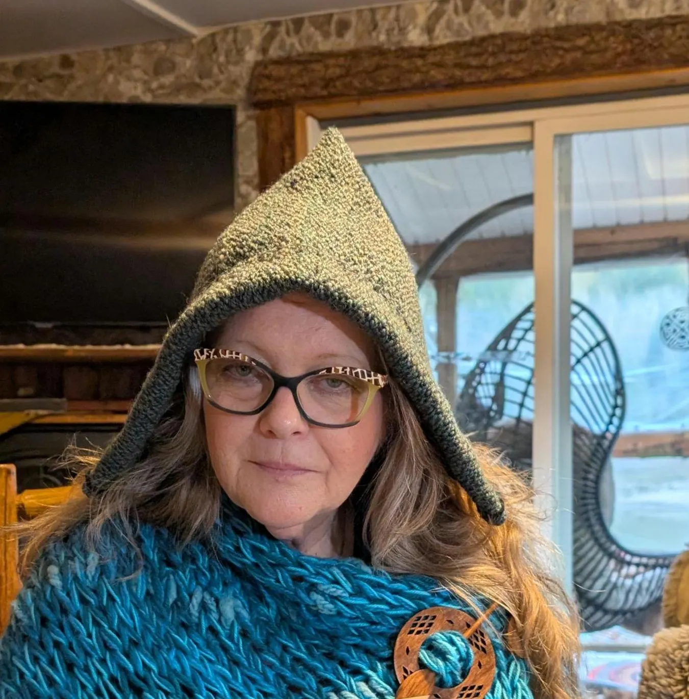Mongolian, Cossack, Norse, Viking  style wool coif, hat handspun, dyed and Handwoven.