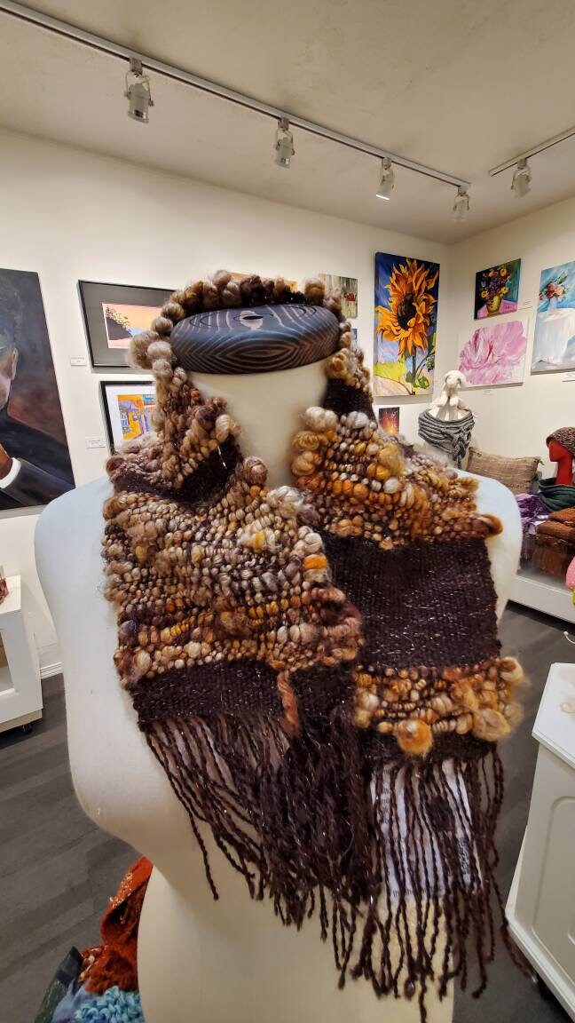 Handspun, dyed and Handwoven Wool Scarf
