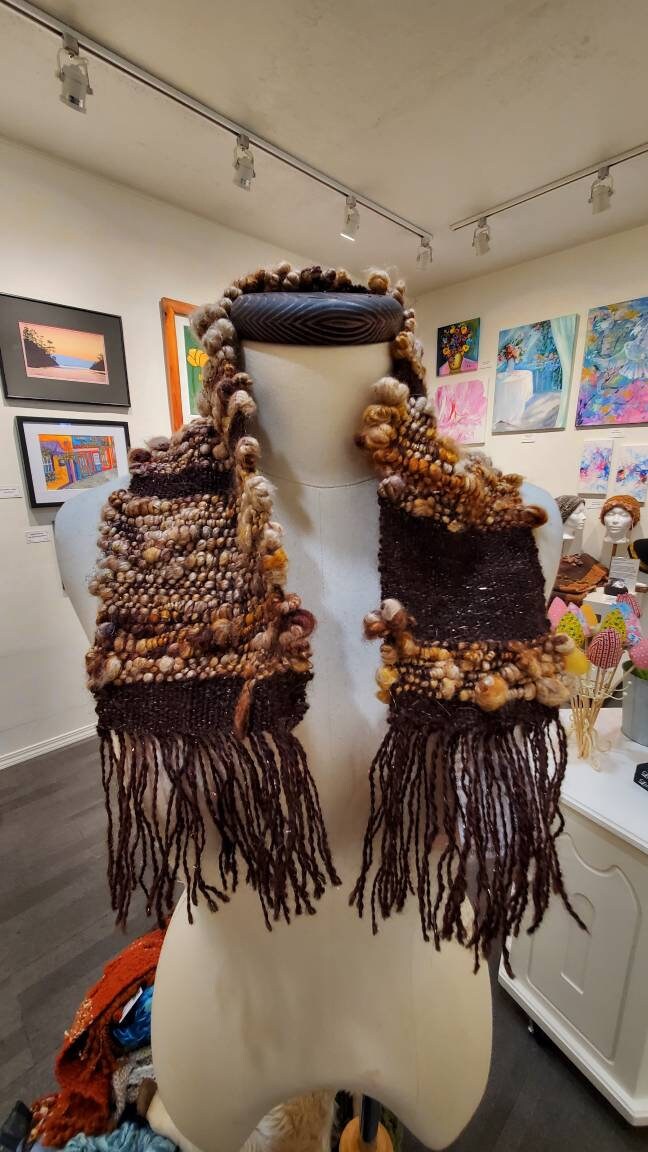 Handspun, dyed and Handwoven Wool Scarf