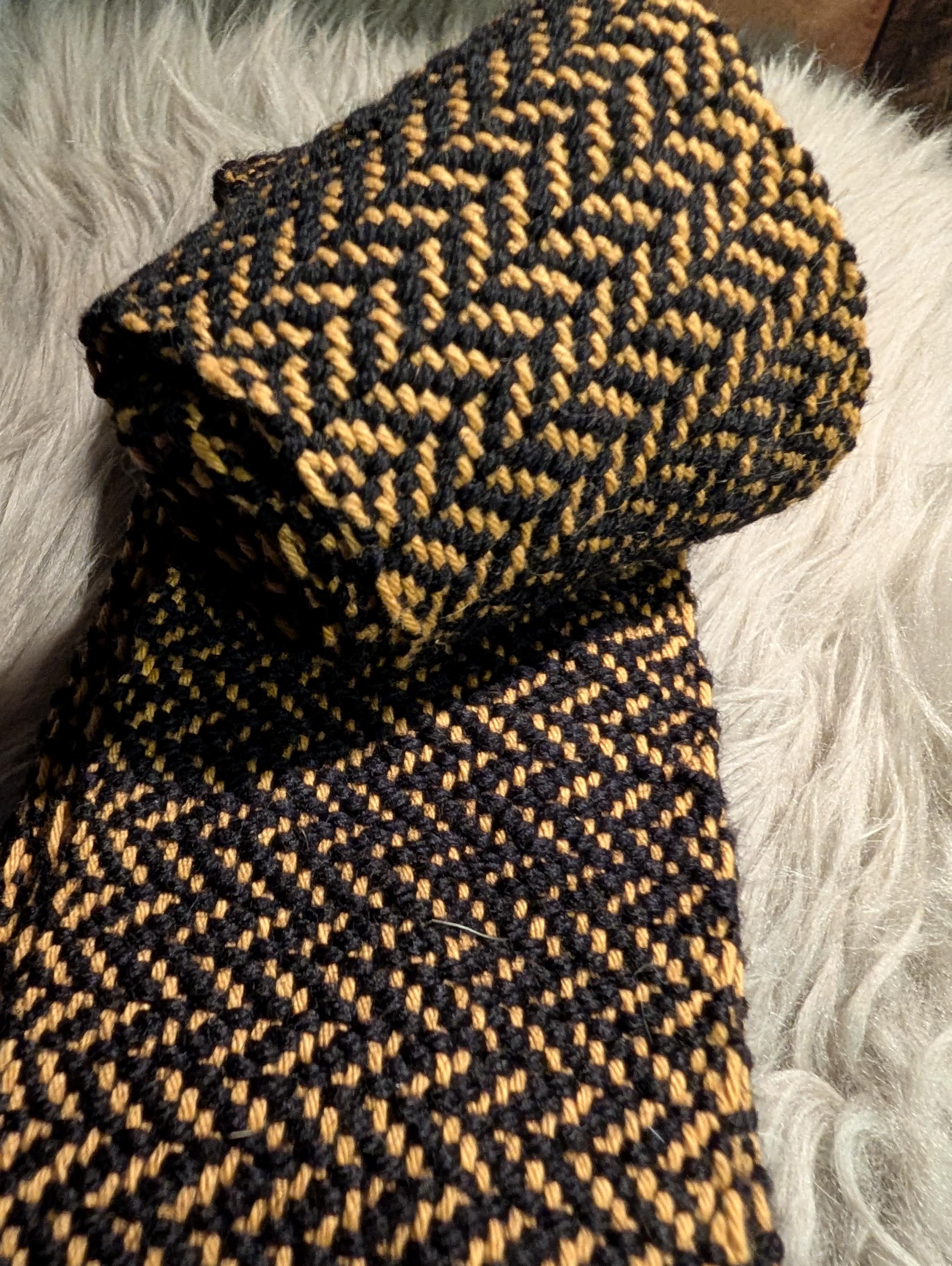 Handwoven cotton and wool herringbone viking leg wraps