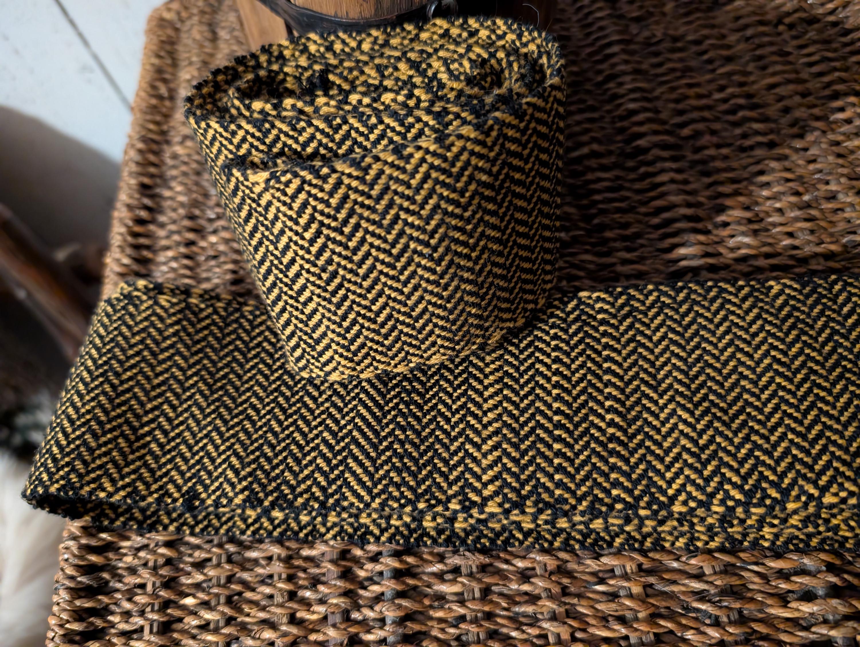 Handwoven cotton and wool herringbone viking leg wraps