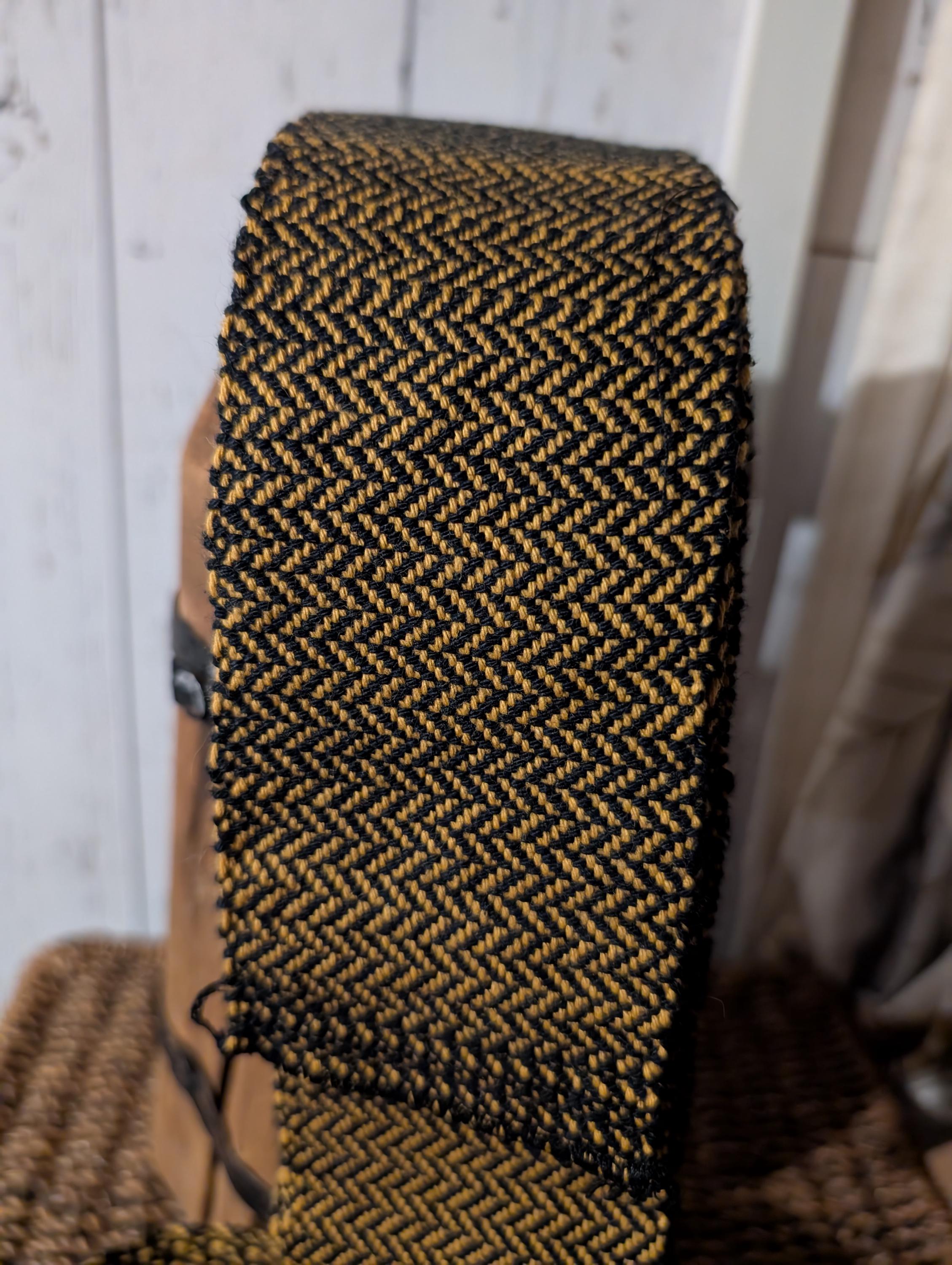 Handwoven cotton and wool herringbone viking leg wraps