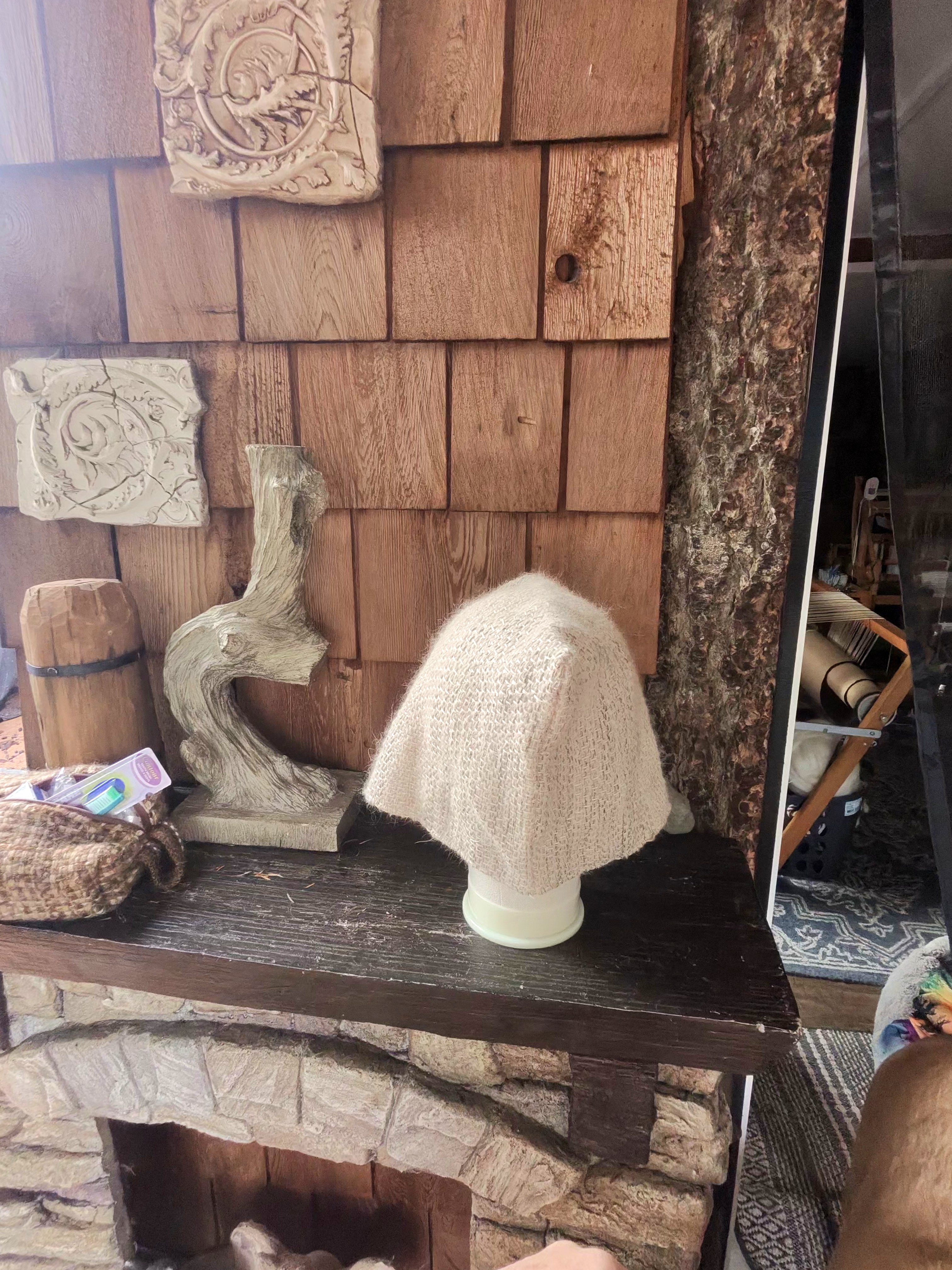 Handspun and woven linen, wool and silk Medieval coif