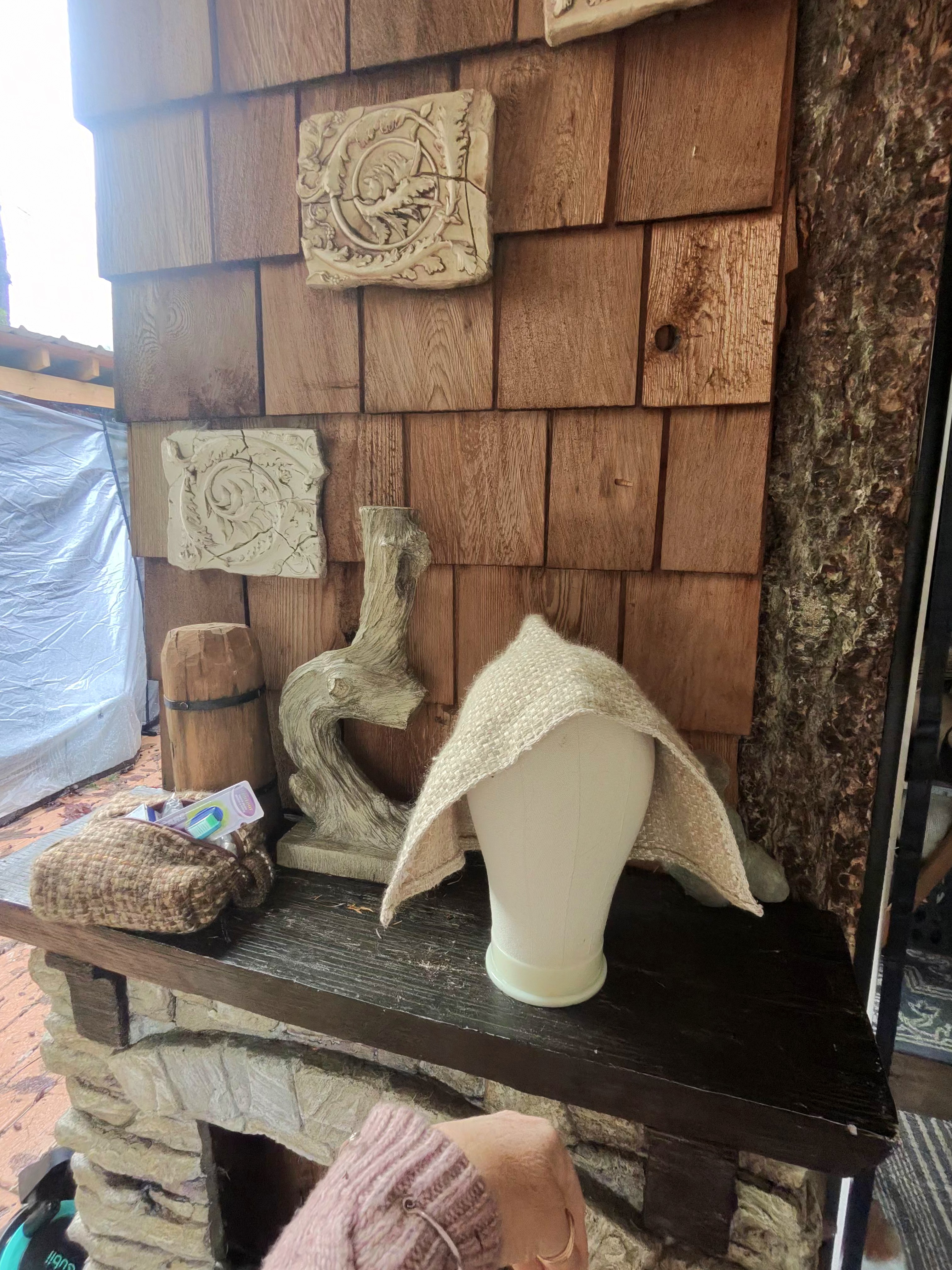 Medieval handspun and woven linen and silk coif